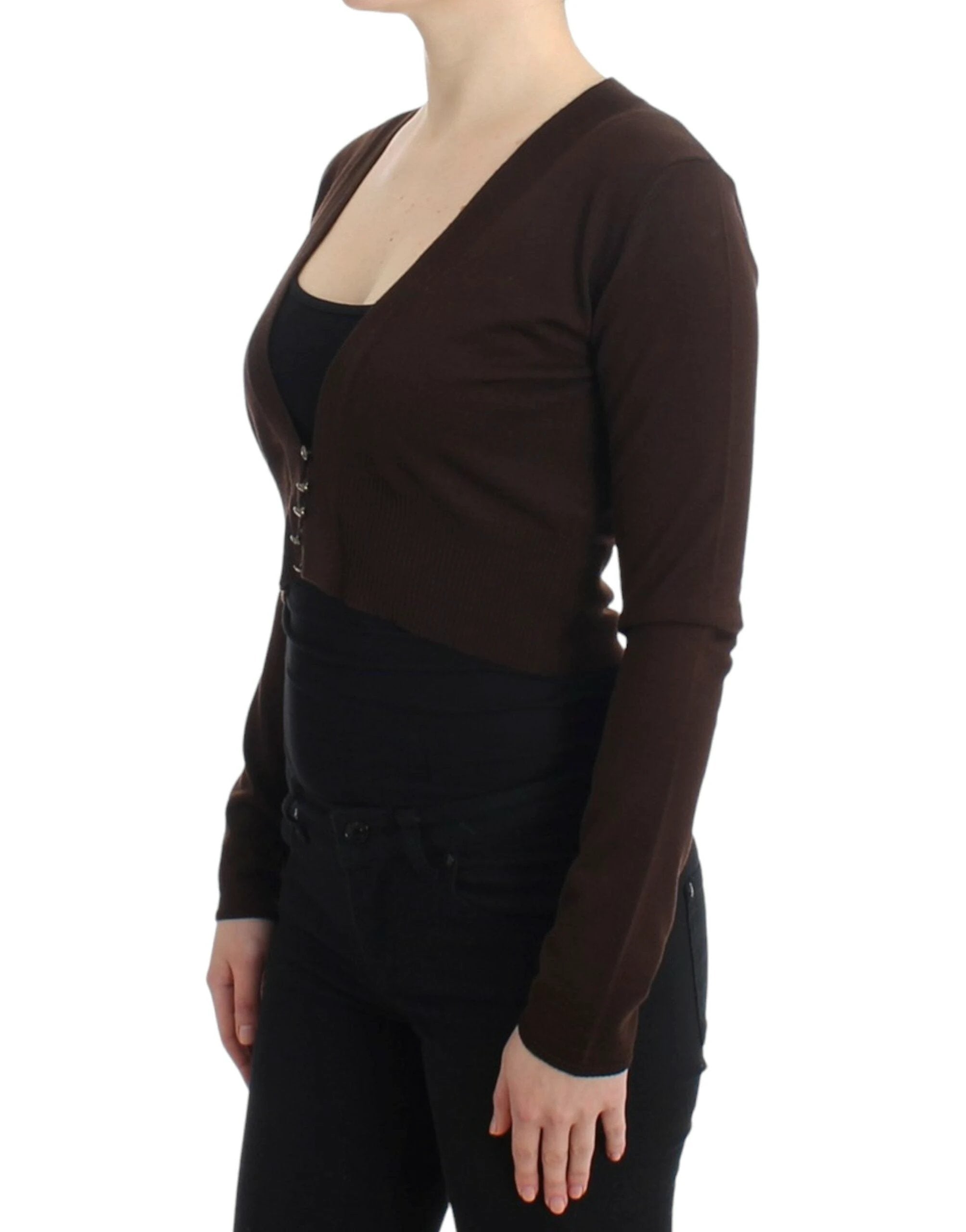 Cavalli Brown cropped wool cardigan by Cavalli