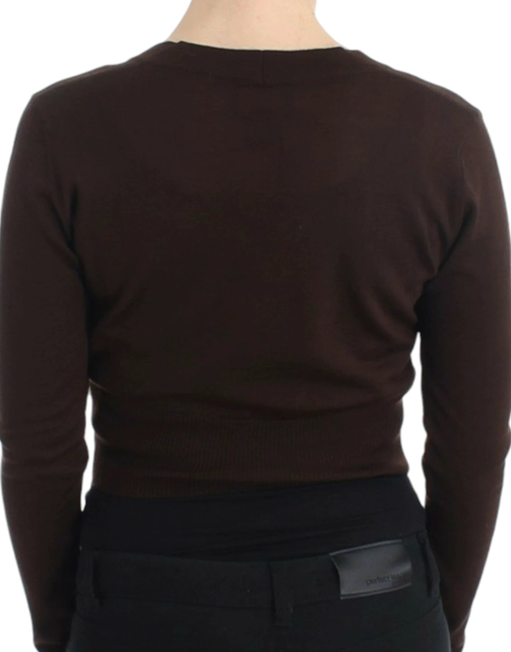 Cavalli Brown cropped wool cardigan by Cavalli