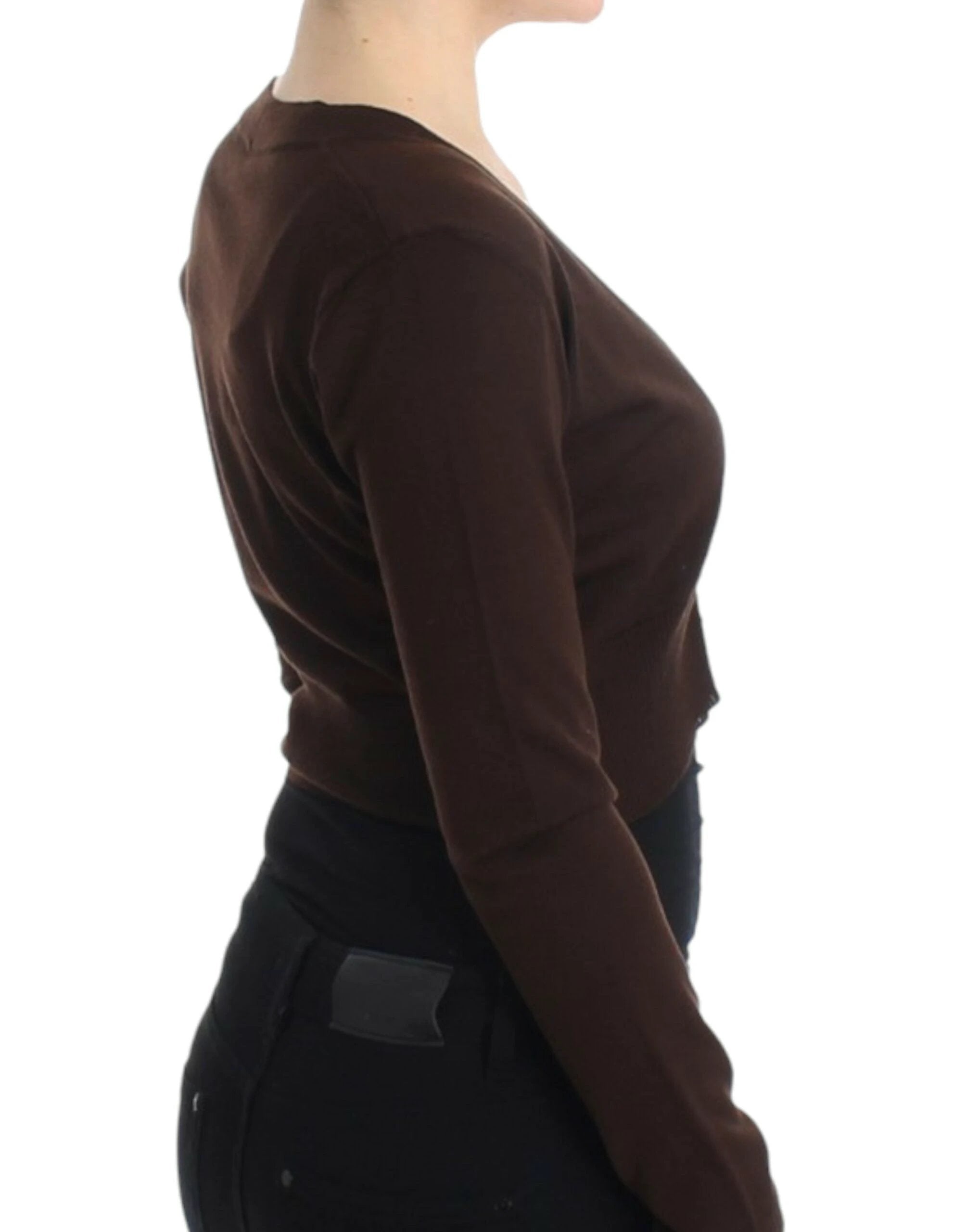Cavalli Brown cropped wool cardigan by Cavalli