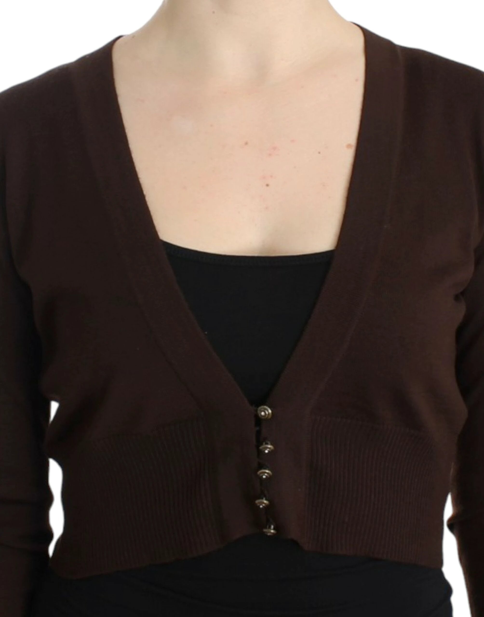 Cavalli Brown cropped wool cardigan by Cavalli