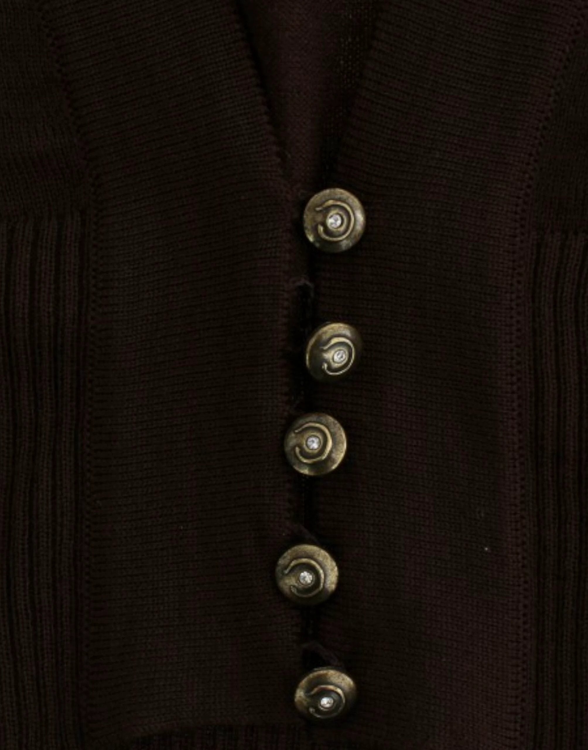 Cavalli Brown cropped wool cardigan by Cavalli