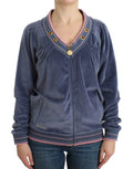 Cavalli Blue velvet zipup sweater by Cavalli