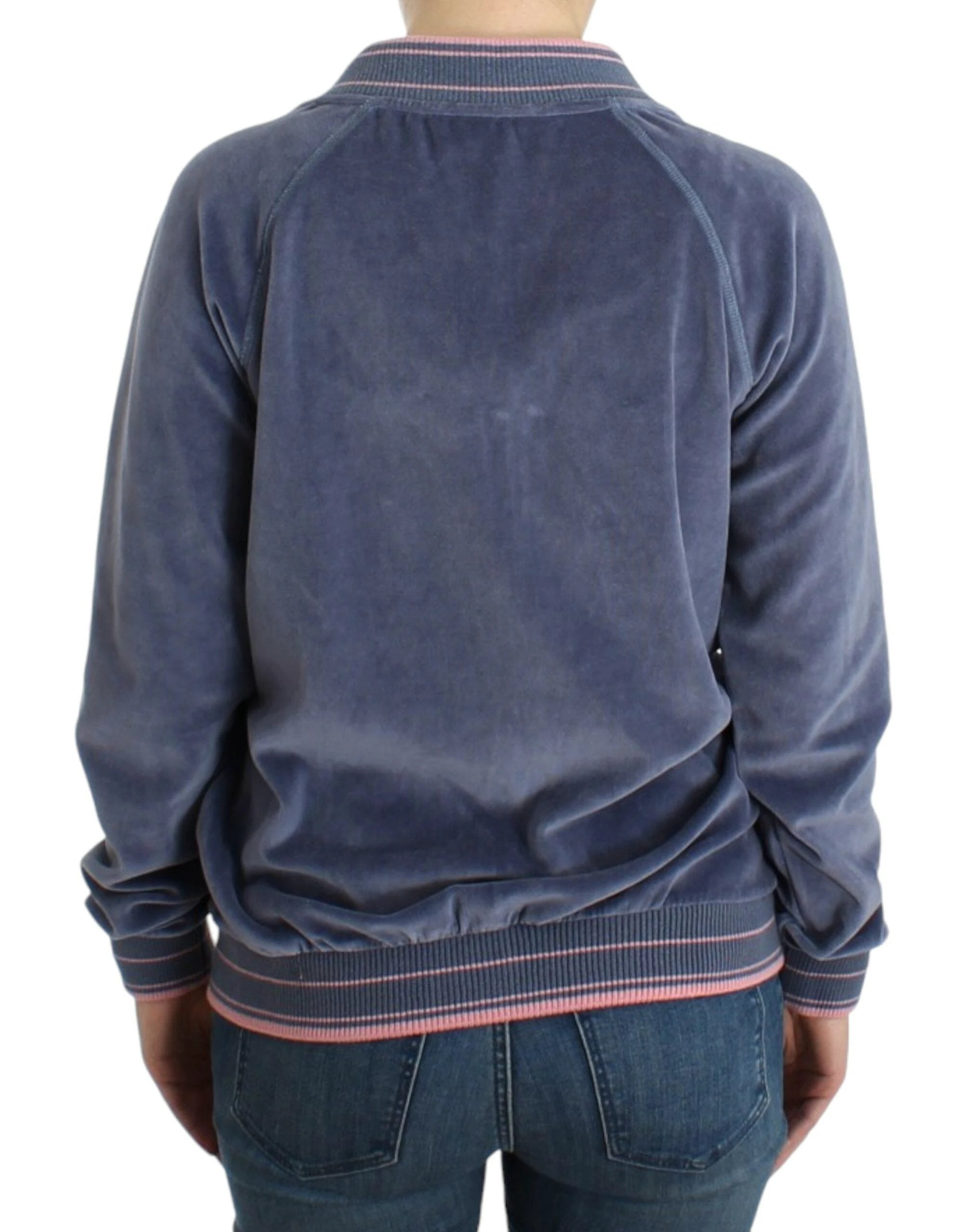 Cavalli Blue velvet zipup sweater by Cavalli