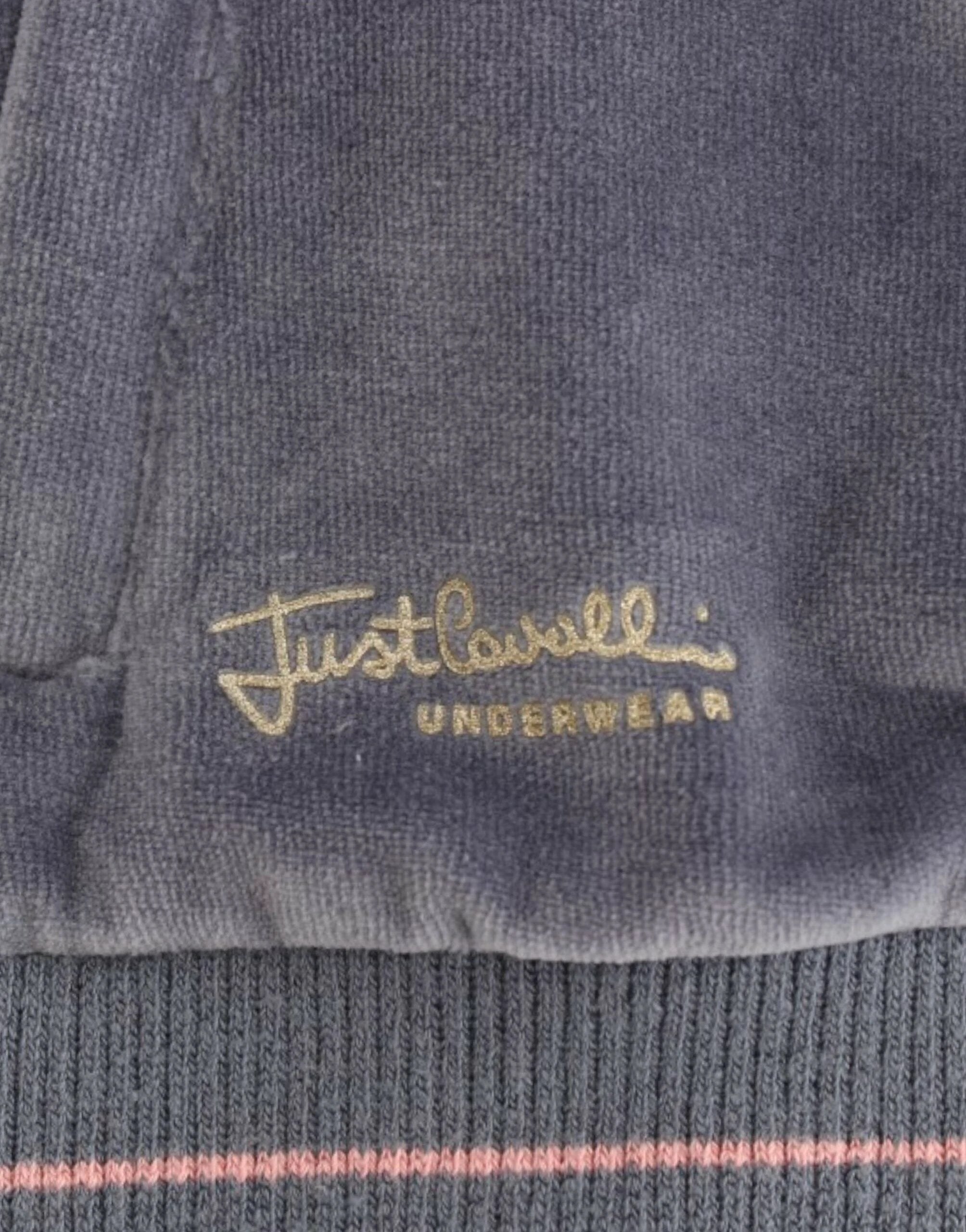 Cavalli Blue velvet zipup sweater by Cavalli