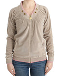 Cavalli Beige velvet zipup sweater by Cavalli