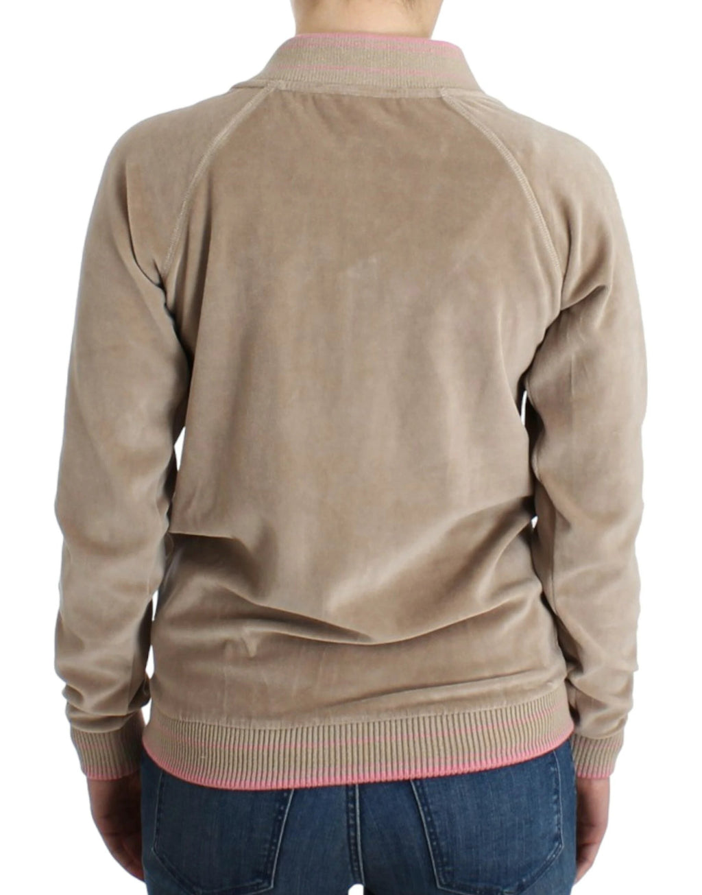 Cavalli Beige velvet zipup sweater by Cavalli