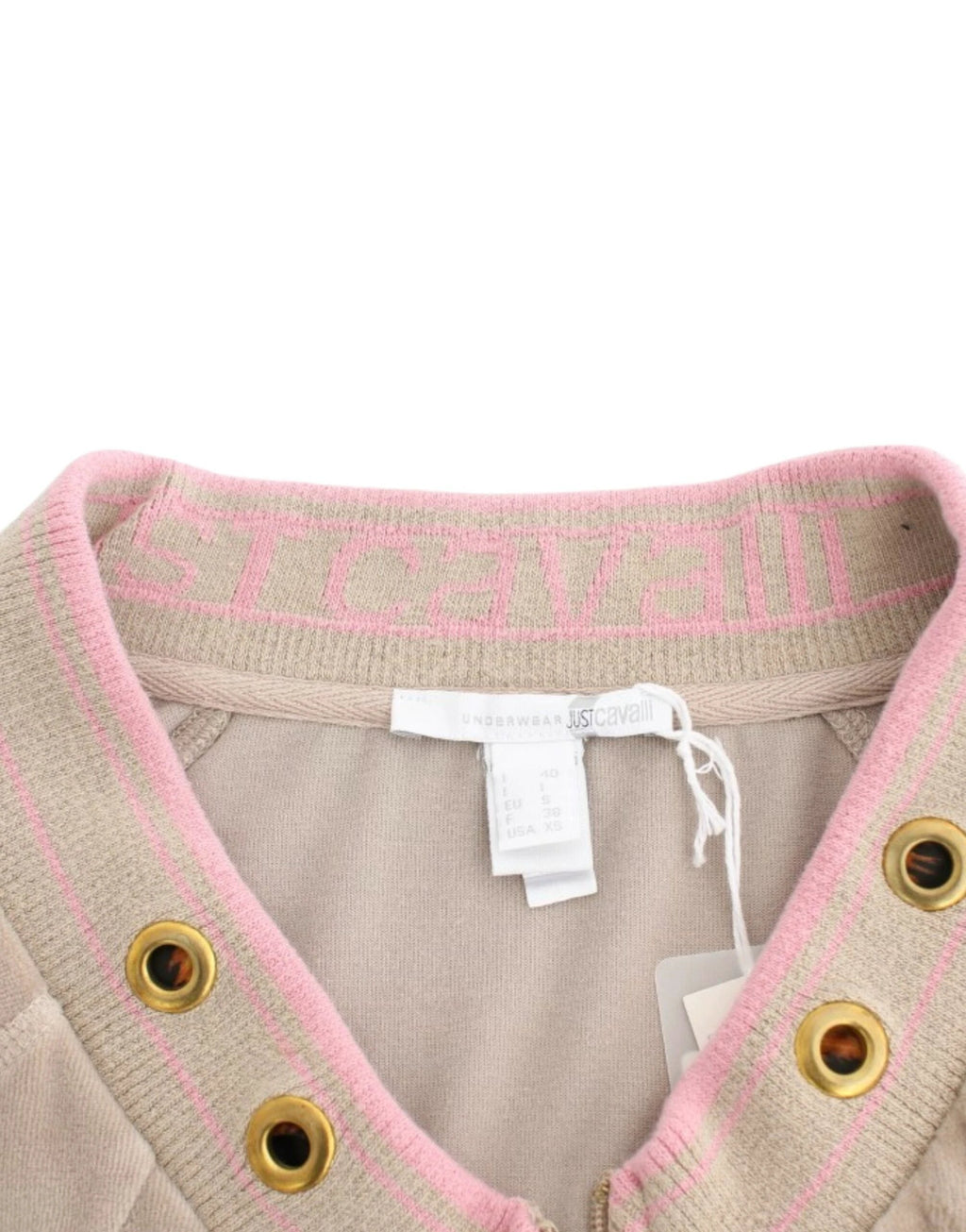 Cavalli Beige velvet zipup sweater by Cavalli