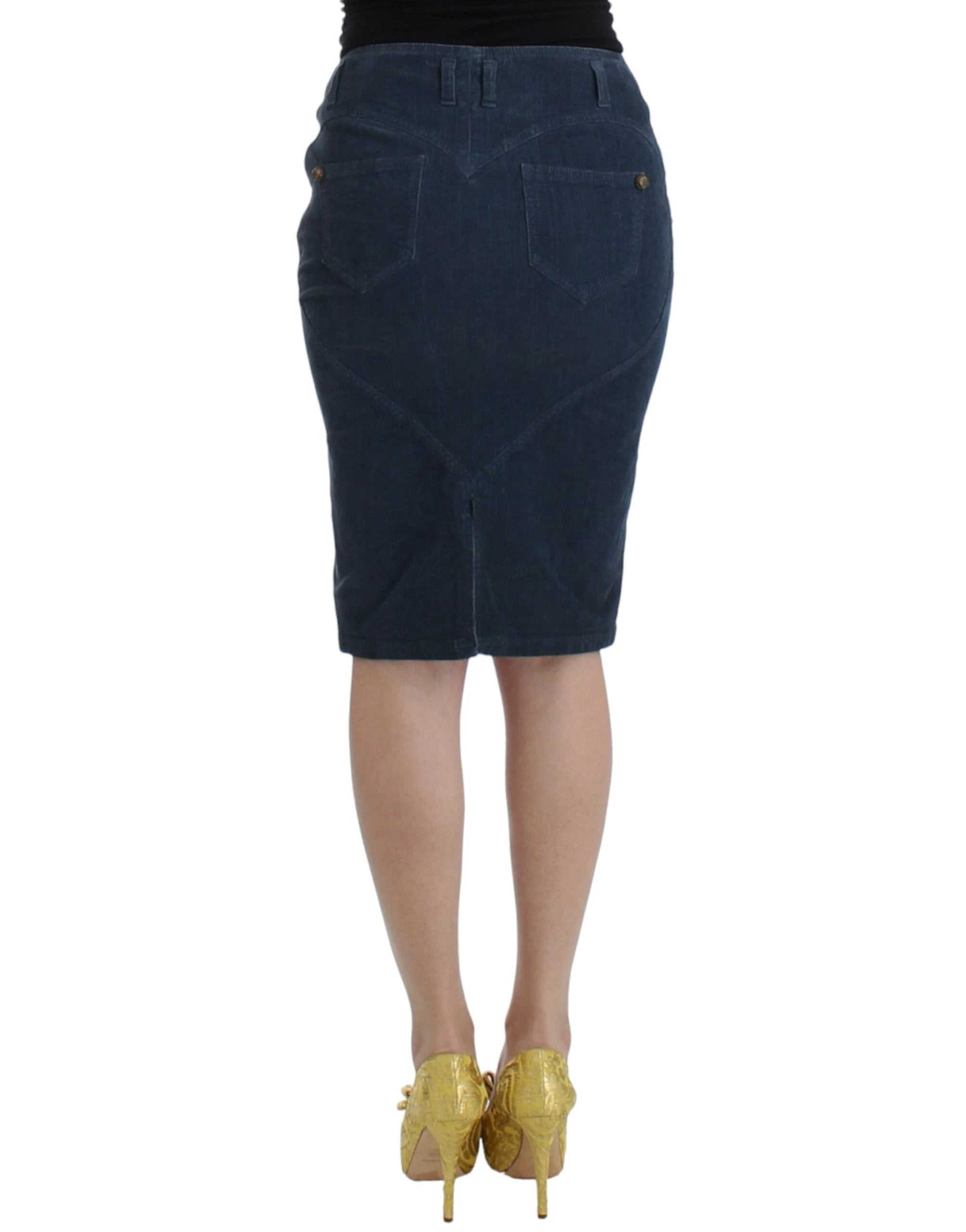 Cavalli Blue corduroy pencil skirt by Cavalli