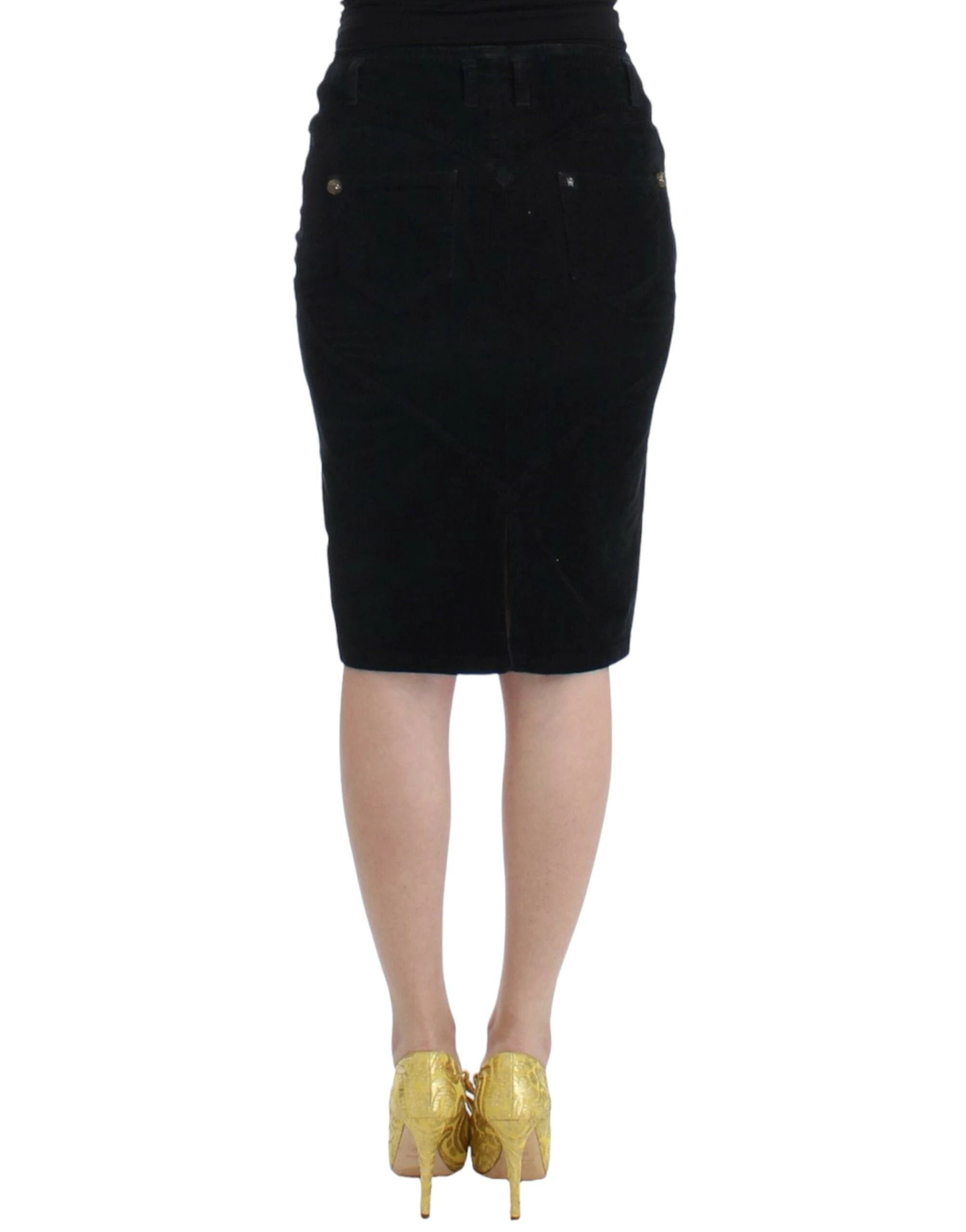 Cavalli Black Corduroy Pencil Skirt by Cavalli