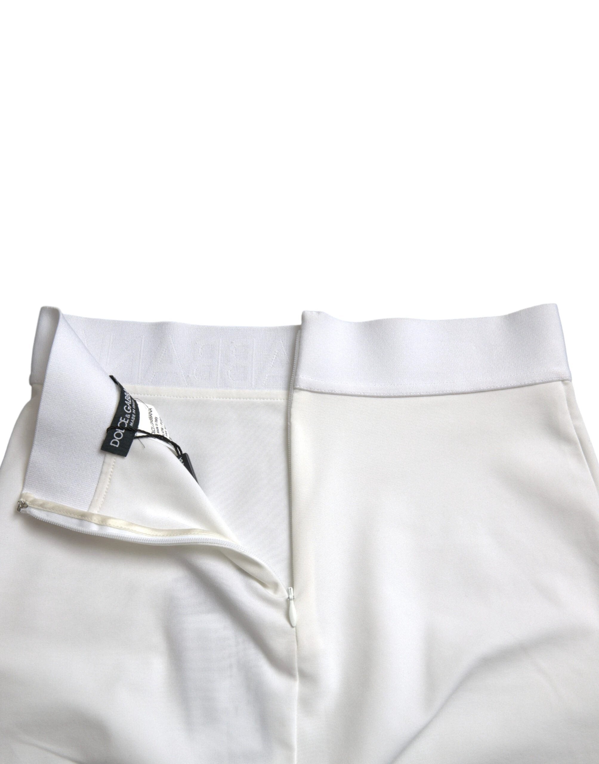 Dolce & Gabbana White Viscose High Waist Pencil Cut Mini Skirt by Dolce & Gabbana