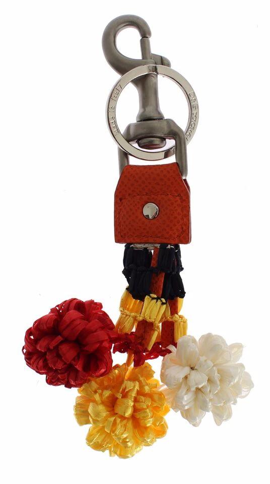 Dolce & Gabbana Red White Raffia Leather Clasp Finder Keyring Keychain by Dolce & Gabbana
