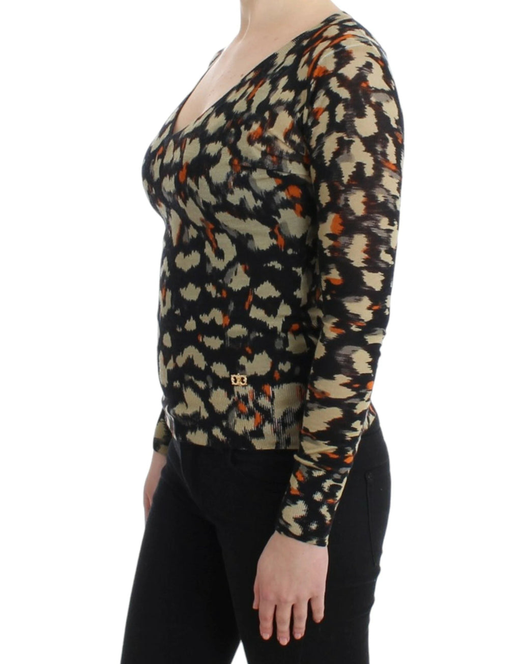 Cavalli Multicolor v-neck wool jumper by Cavalli