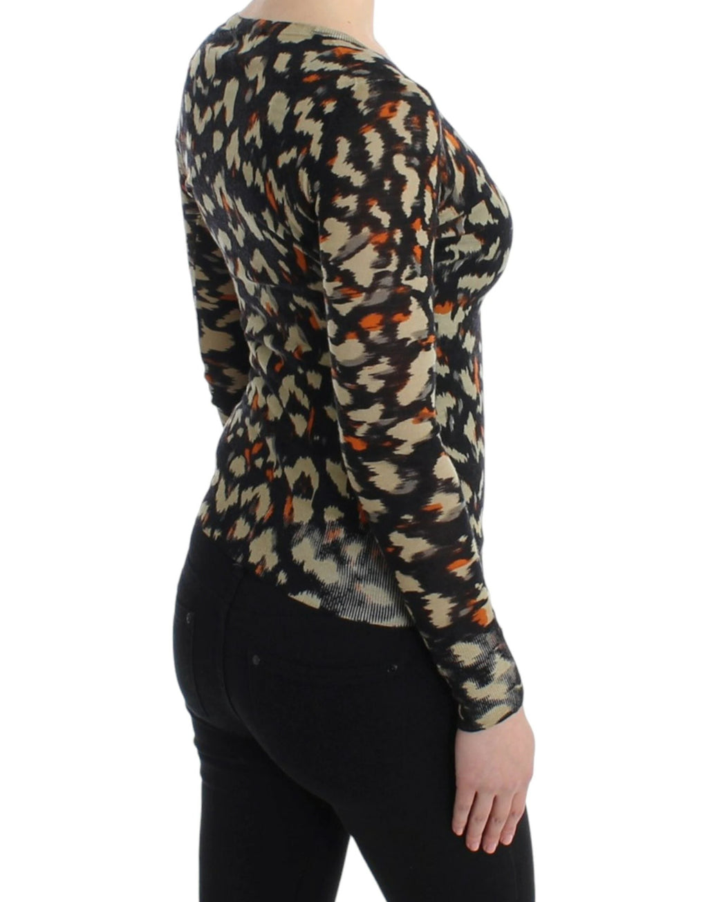Cavalli Multicolor v-neck wool jumper by Cavalli