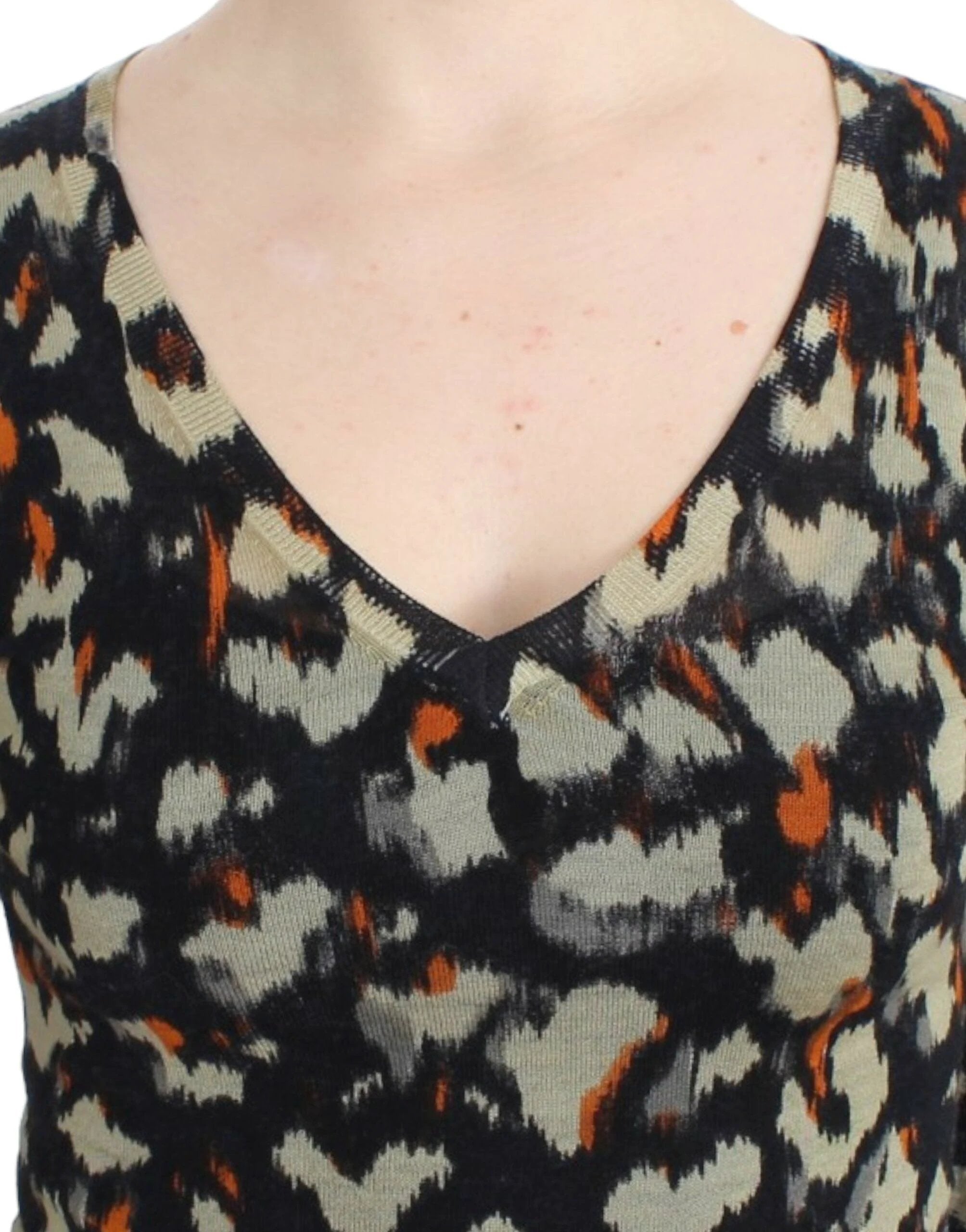 Cavalli Multicolor v-neck wool jumper by Cavalli