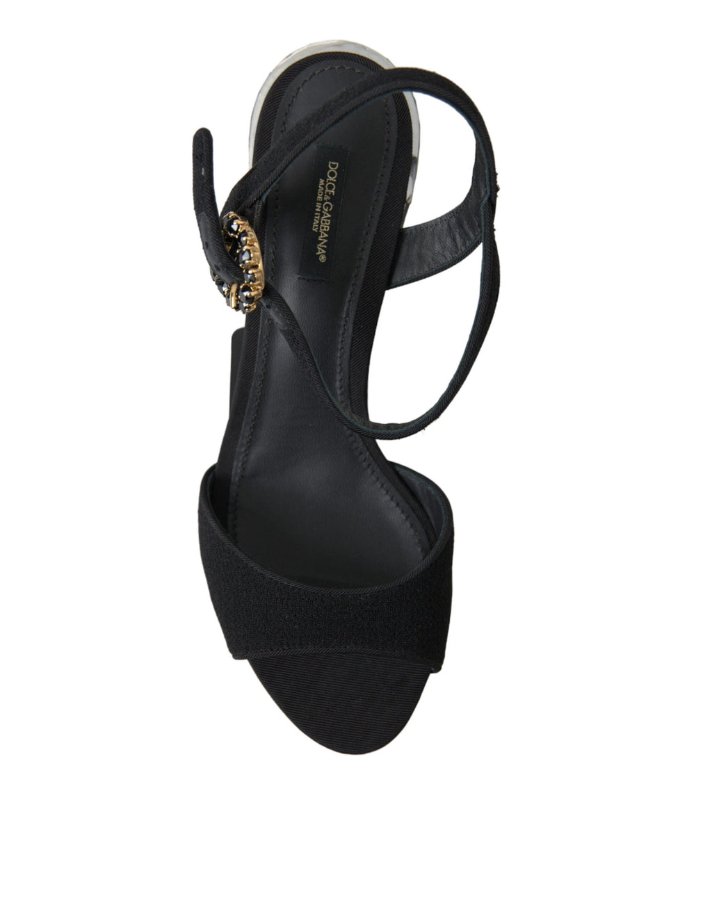 Dolce & Gabbana Black Crystals Ankle Strap Sandals Shoes by Dolce & Gabbana