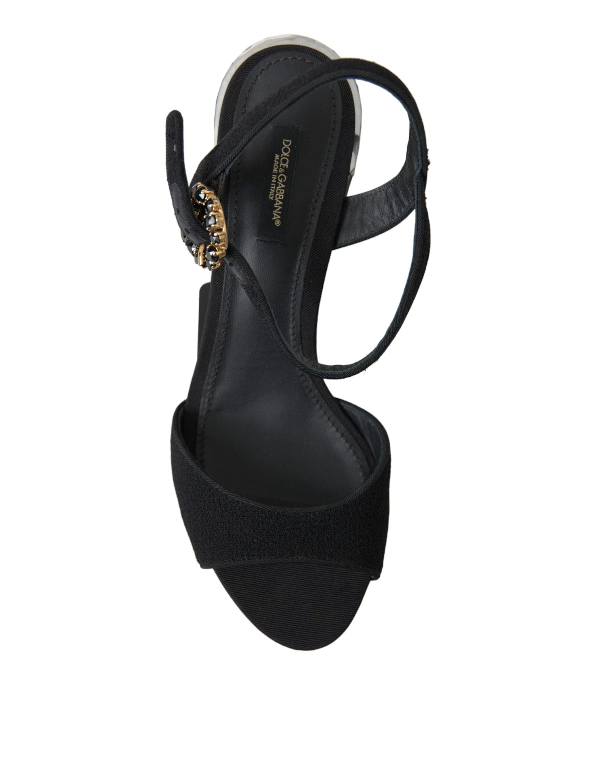 Dolce & Gabbana Black Crystals Ankle Strap Sandals Shoes by Dolce & Gabbana