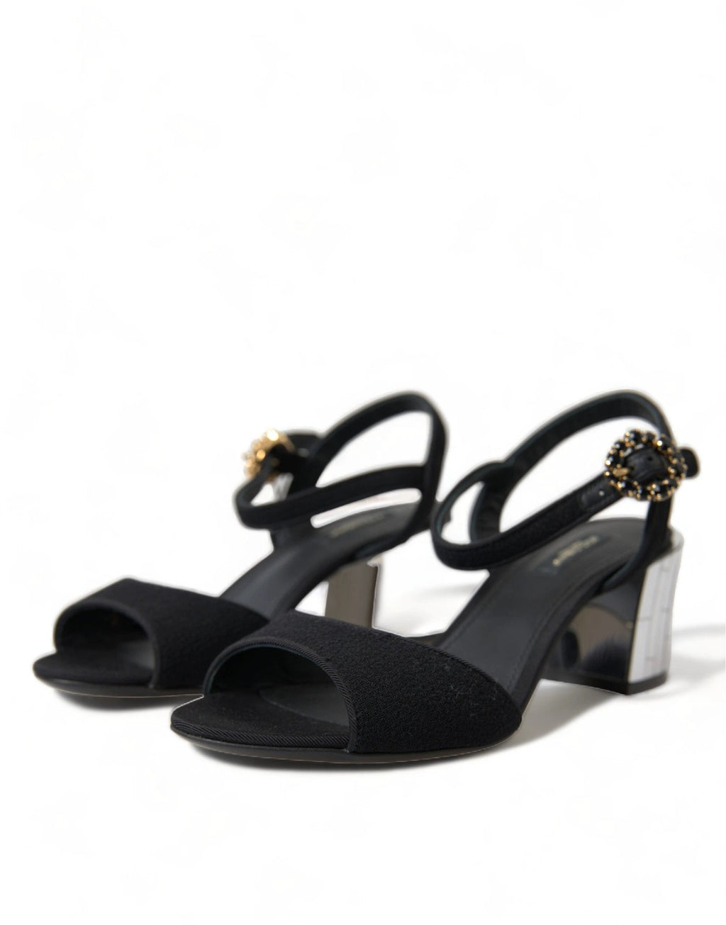 Dolce & Gabbana Black Crystals Ankle Strap Sandals Shoes by Dolce & Gabbana