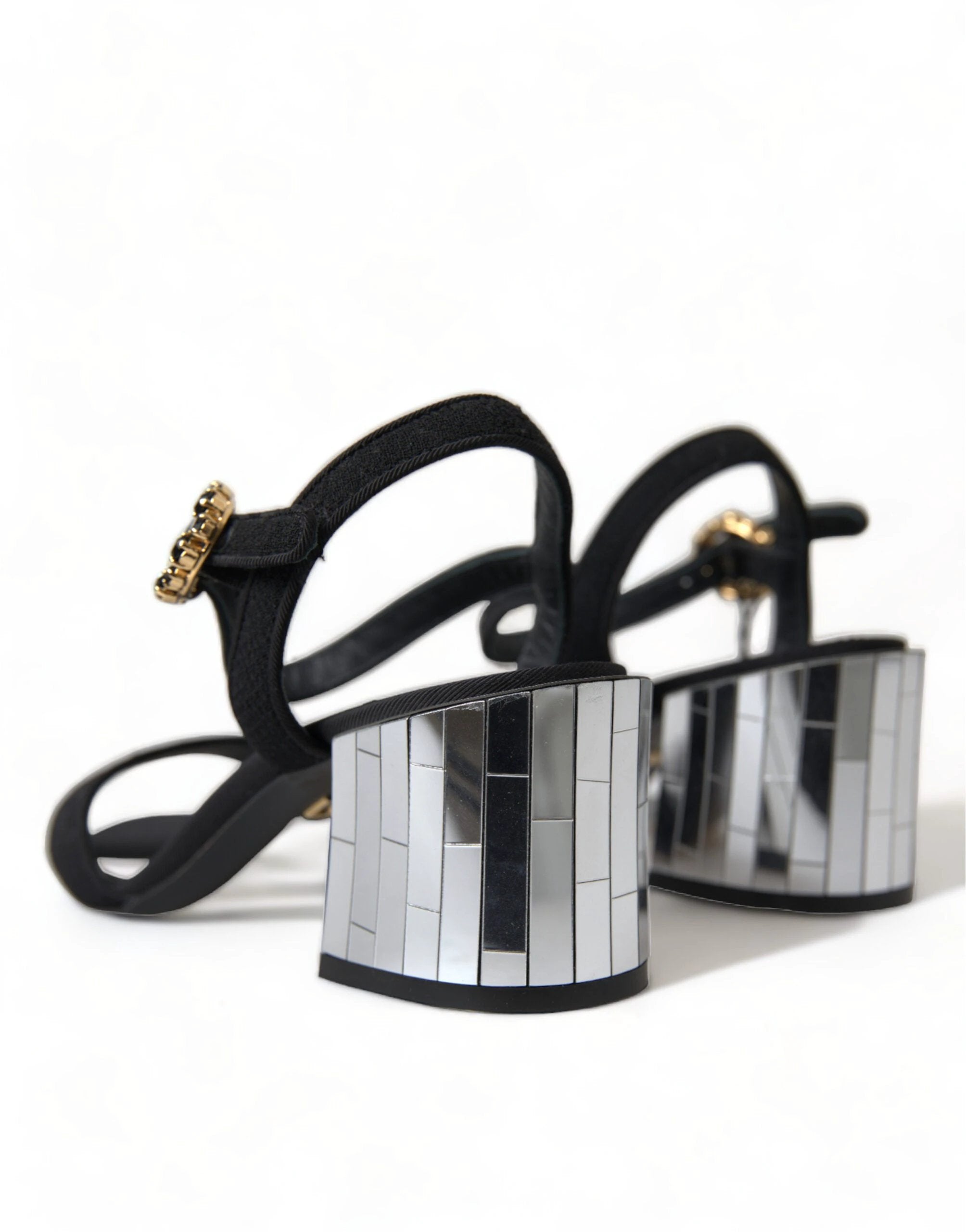 Dolce & Gabbana Black Crystals Ankle Strap Sandals Shoes by Dolce & Gabbana