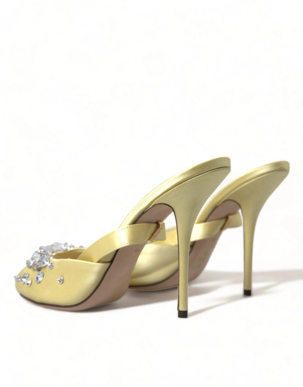 Dolce & Gabbana Yellow Satin Crystal Mary Janes Sandals by Dolce & Gabbana
