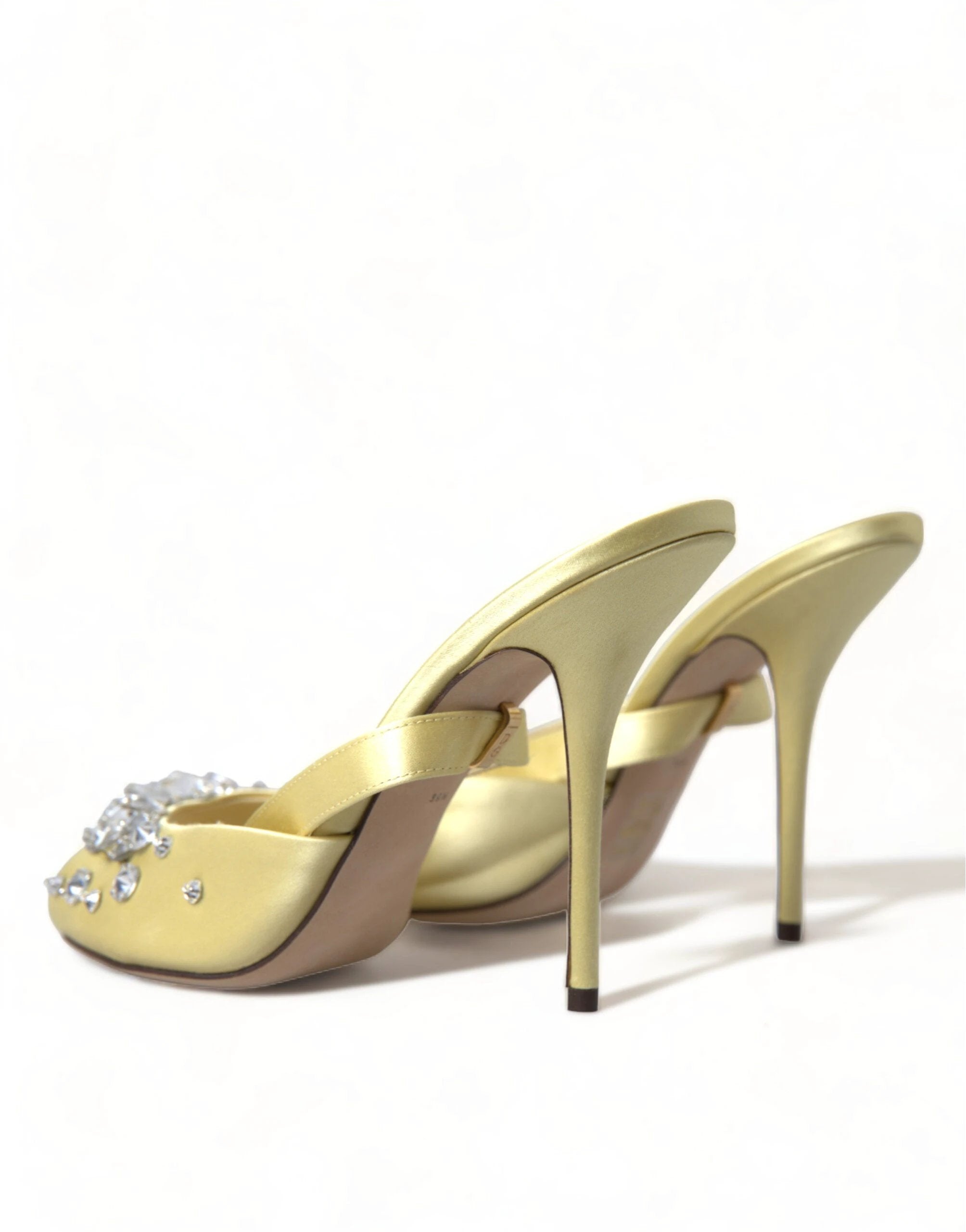 Dolce & Gabbana Yellow Satin Crystal Mary Janes Sandals by Dolce & Gabbana