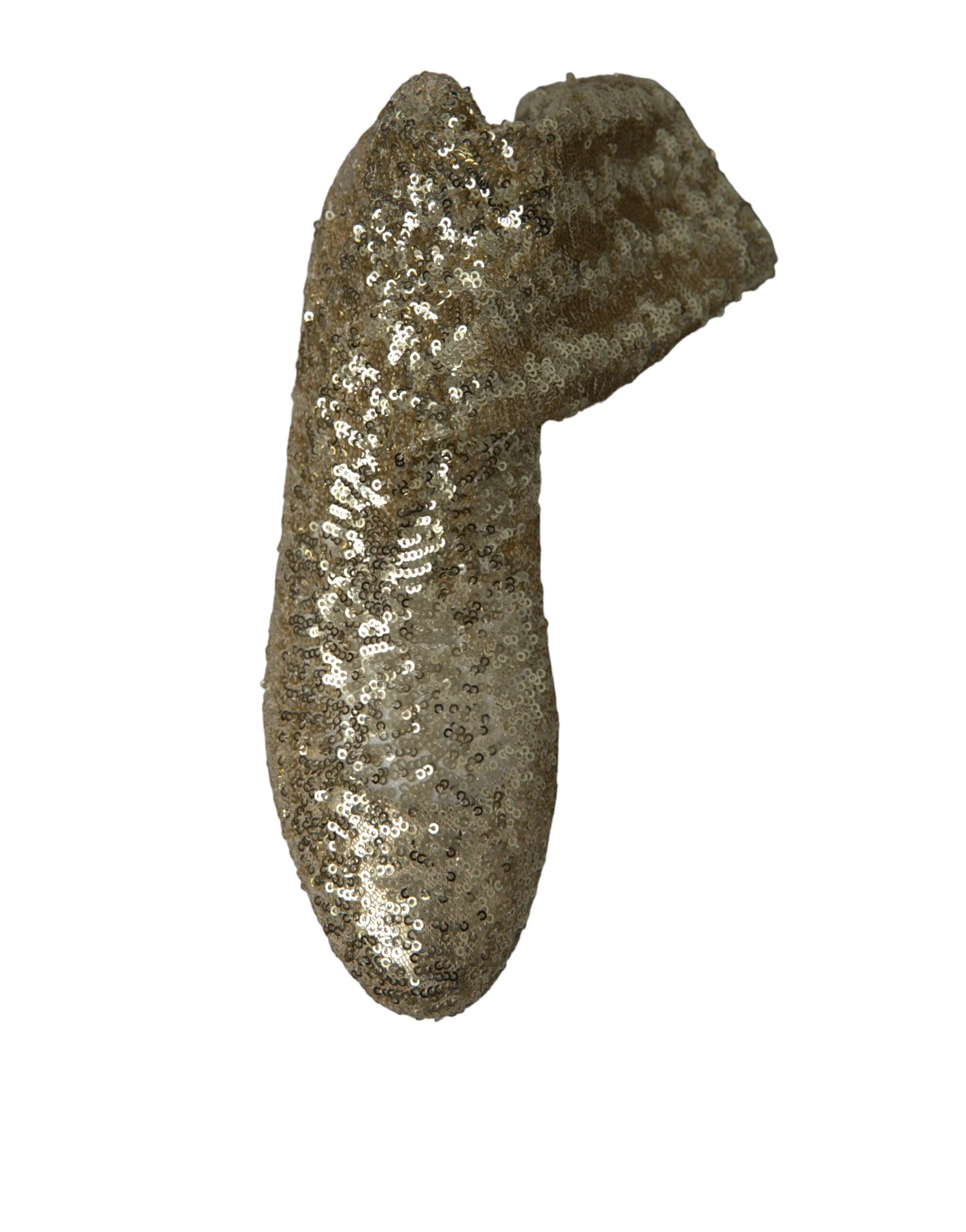 Dolce & Gabbana Gold Sequined Short Boots Stretch Shoes by Dolce & Gabbana