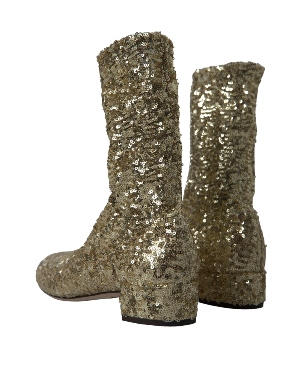 Dolce & Gabbana Gold Sequined Short Boots Stretch Shoes by Dolce & Gabbana