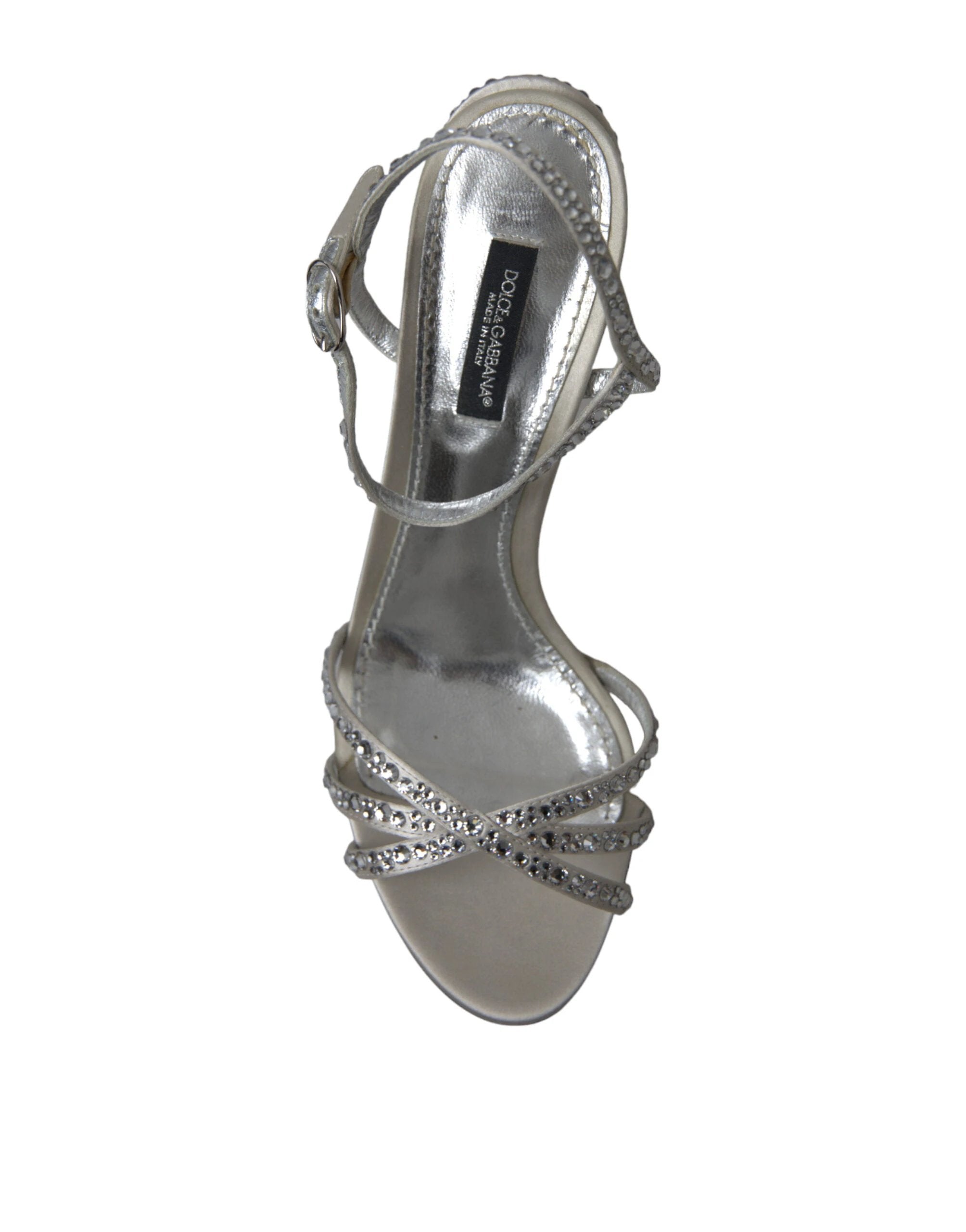 Dolce & Gabbana Silver Crystal Ankle Strap Sandals Shoes by Dolce & Gabbana