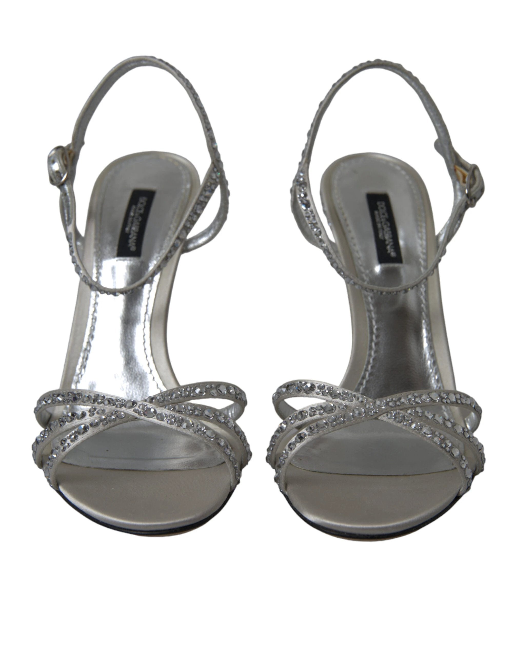Dolce & Gabbana Silver Crystal Ankle Strap Sandals Shoes by Dolce & Gabbana