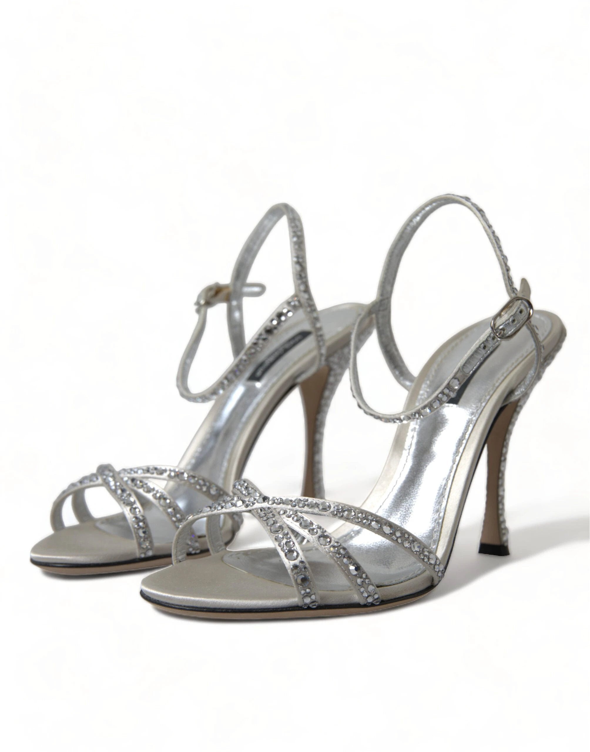 Dolce & Gabbana Silver Crystal Ankle Strap Sandals Shoes by Dolce & Gabbana