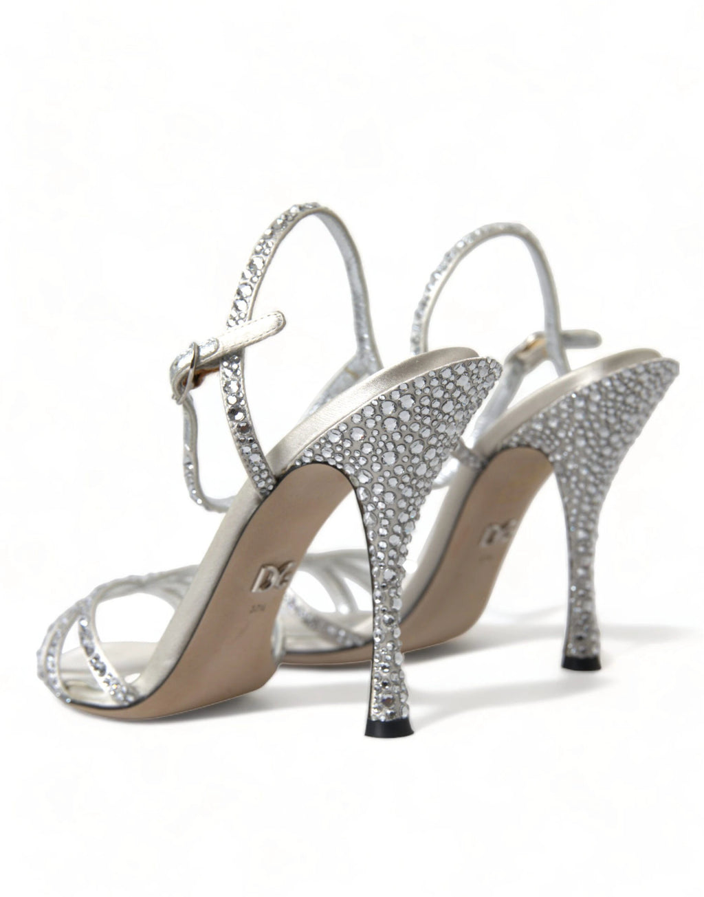 Dolce & Gabbana Silver Crystal Ankle Strap Sandals Shoes by Dolce & Gabbana