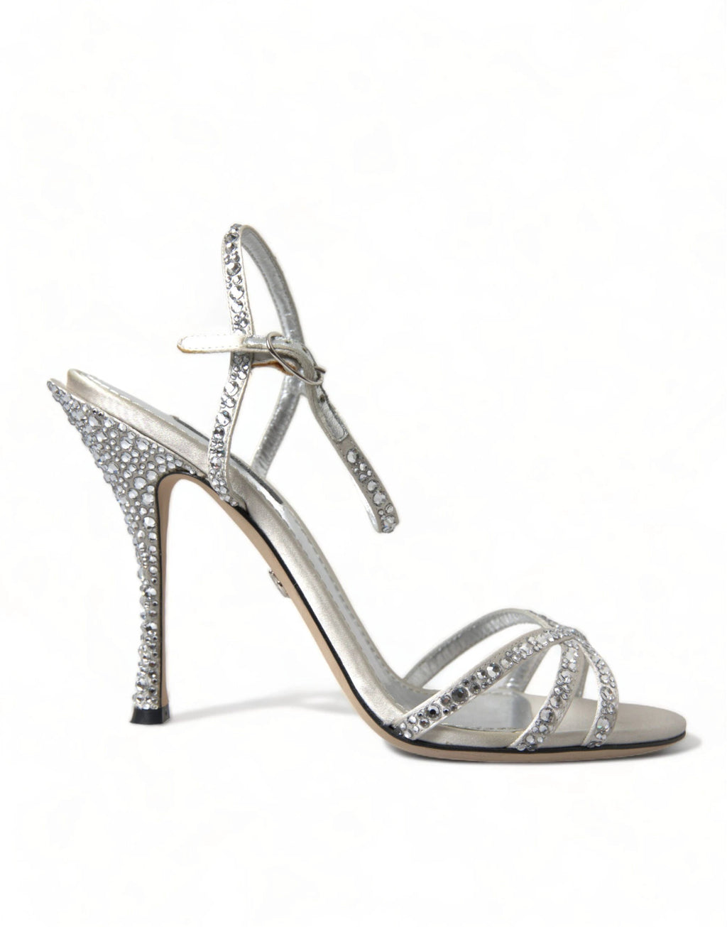 Dolce & Gabbana Silver Crystal Ankle Strap Sandals Shoes by Dolce & Gabbana