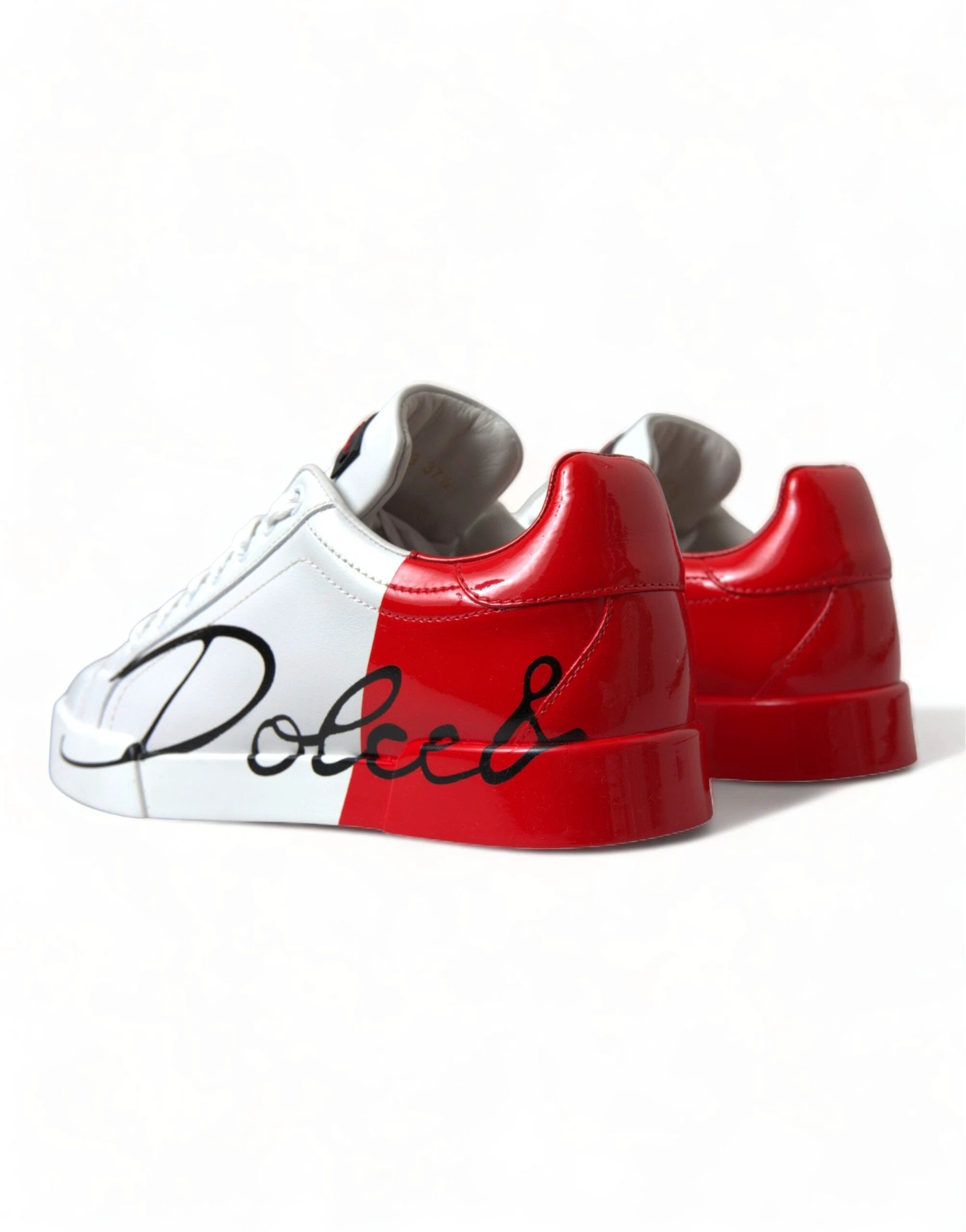 Dolce & Gabbana White Red Lace Up Womens Low Top Sneakers Shoes by Dolce & Gabbana