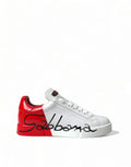 Dolce & Gabbana White Red Lace Up Womens Low Top Sneakers Shoes by Dolce & Gabbana