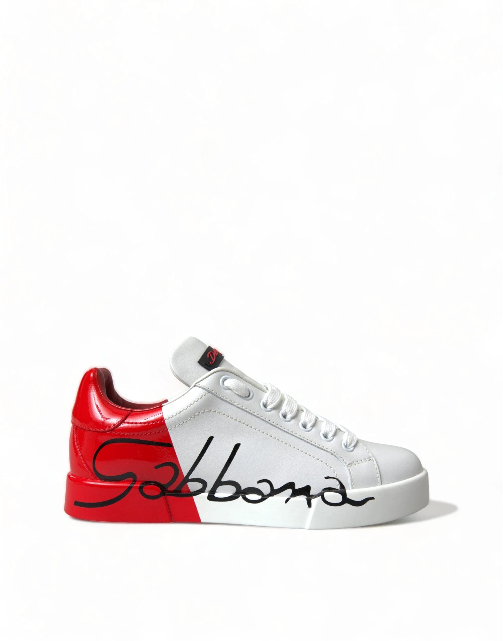 Dolce & Gabbana White Red Lace Up Womens Low Top Sneakers Shoes by Dolce & Gabbana