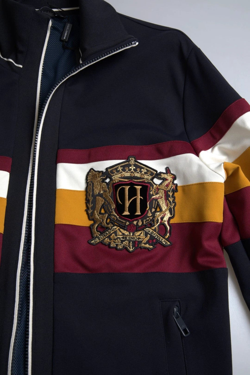 Dolce & Gabbana Blue Cardigan Heraldic Full Zip Sweater by Dolce & Gabbana