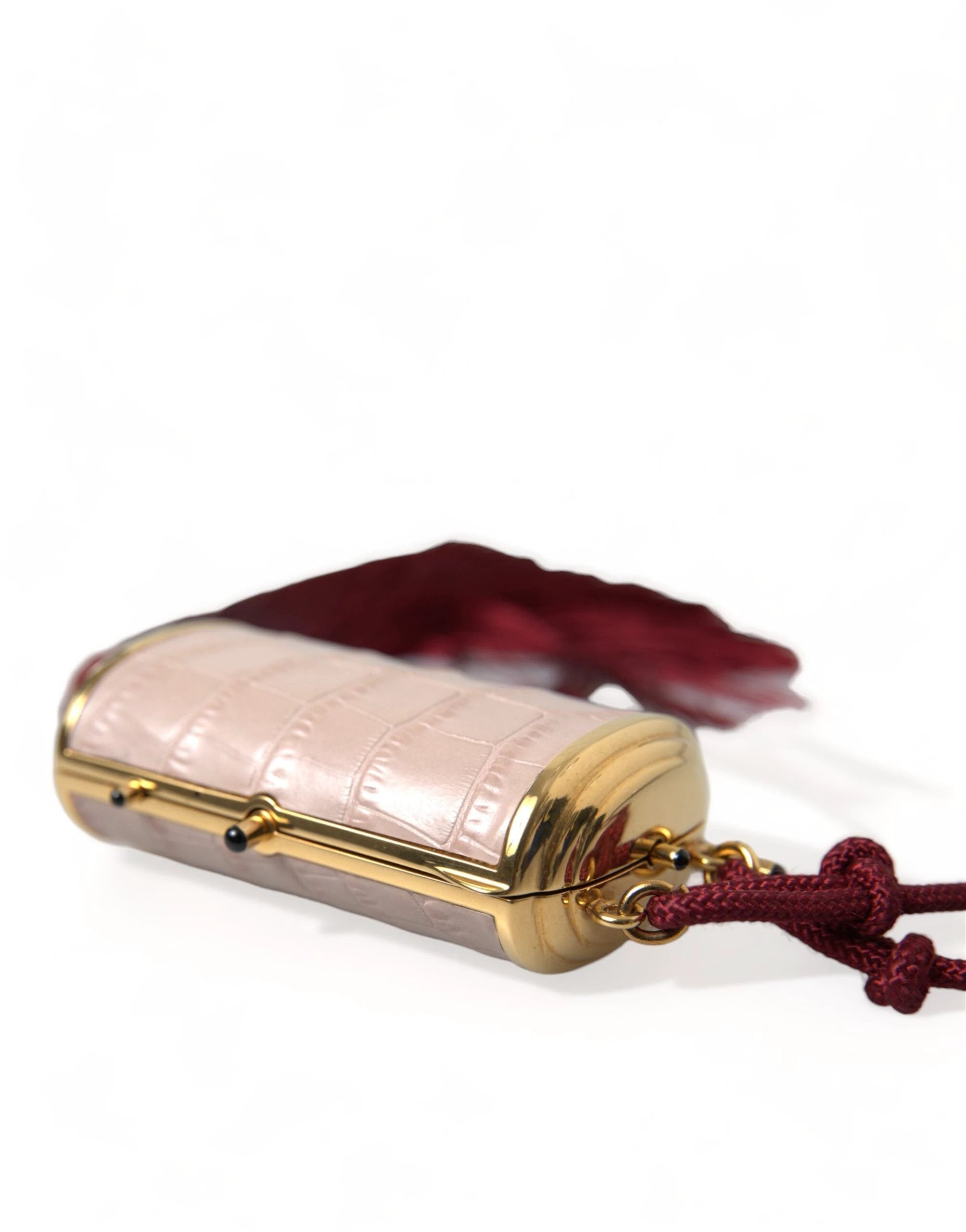 Dolce & Gabbana Pink Exotic Leather Mini Mirror Tassel Makeup Bag by Dolce & Gabbana