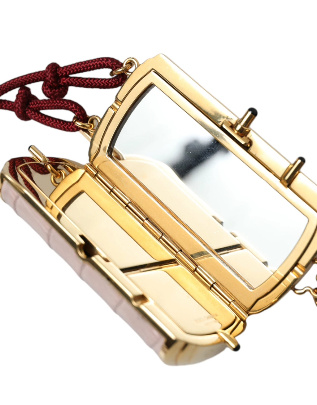 Dolce & Gabbana Pink Exotic Leather Mini Mirror Tassel Makeup Bag by Dolce & Gabbana