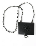 Dolce & Gabbana Black Leather Crystal Embellished Card Holder Wallet by Dolce & Gabbana