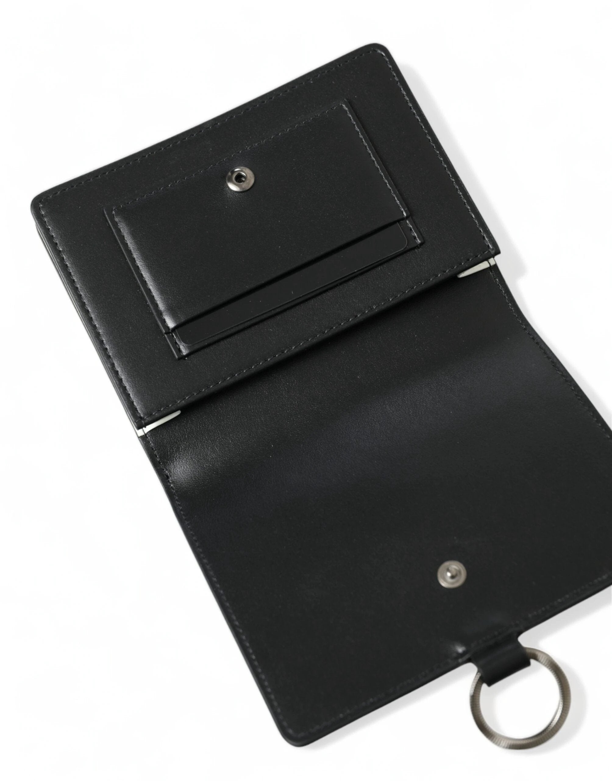Dolce & Gabbana Black Leather Crystal Embellished Card Holder Wallet by Dolce & Gabbana