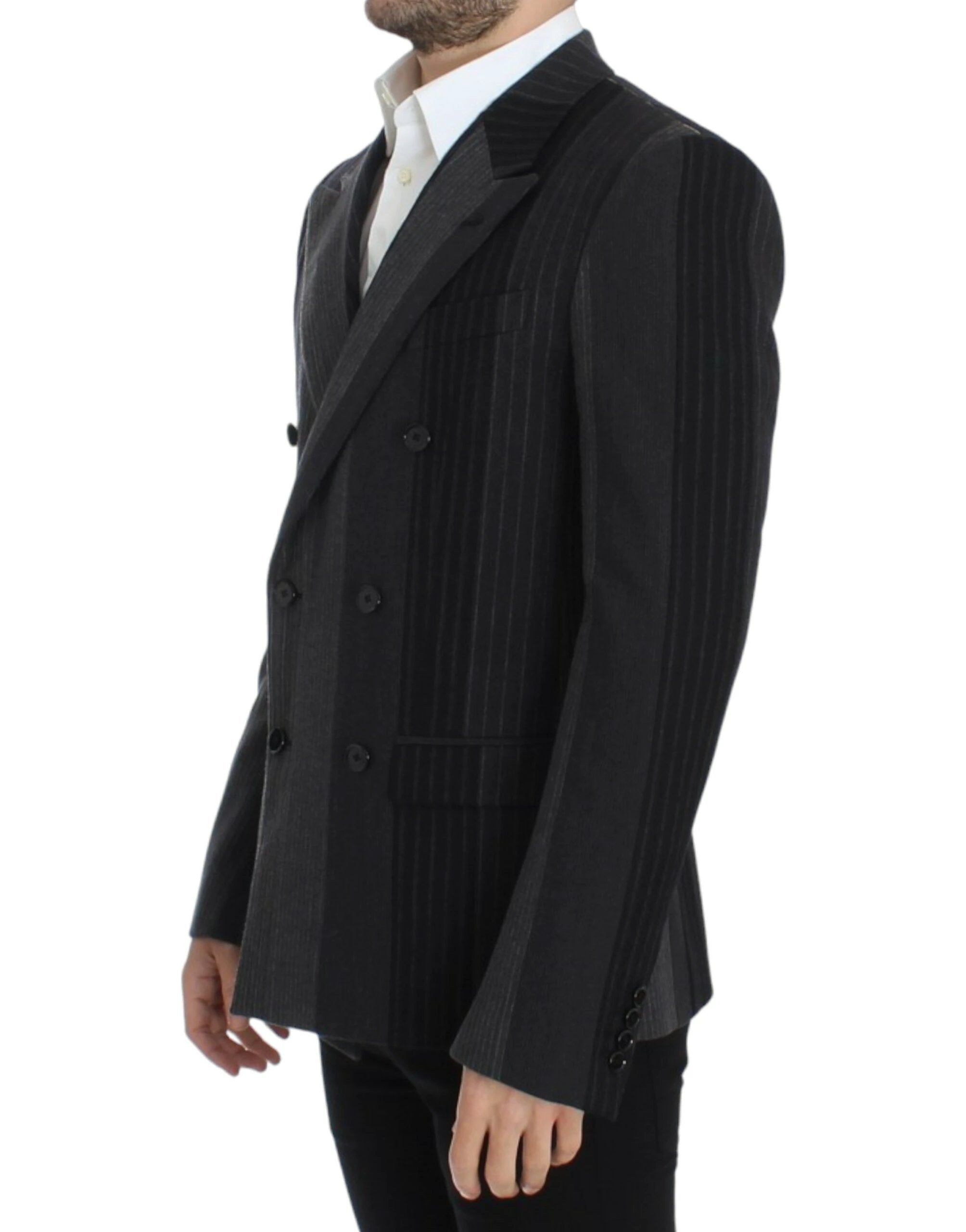 Dolce & Gabbana Gray striped wool stretch blazer by Dolce & Gabbana