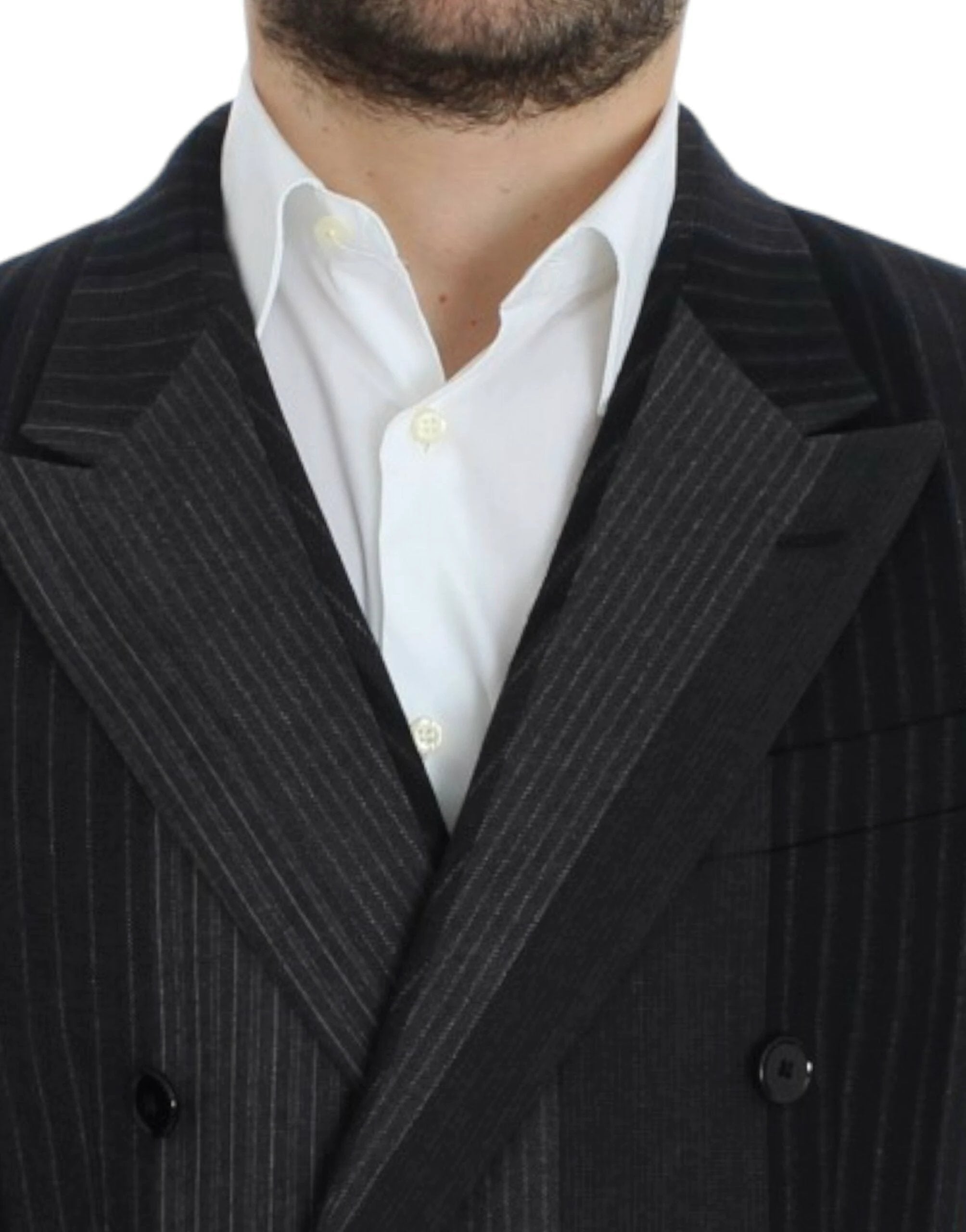 Dolce & Gabbana Gray striped wool stretch blazer by Dolce & Gabbana