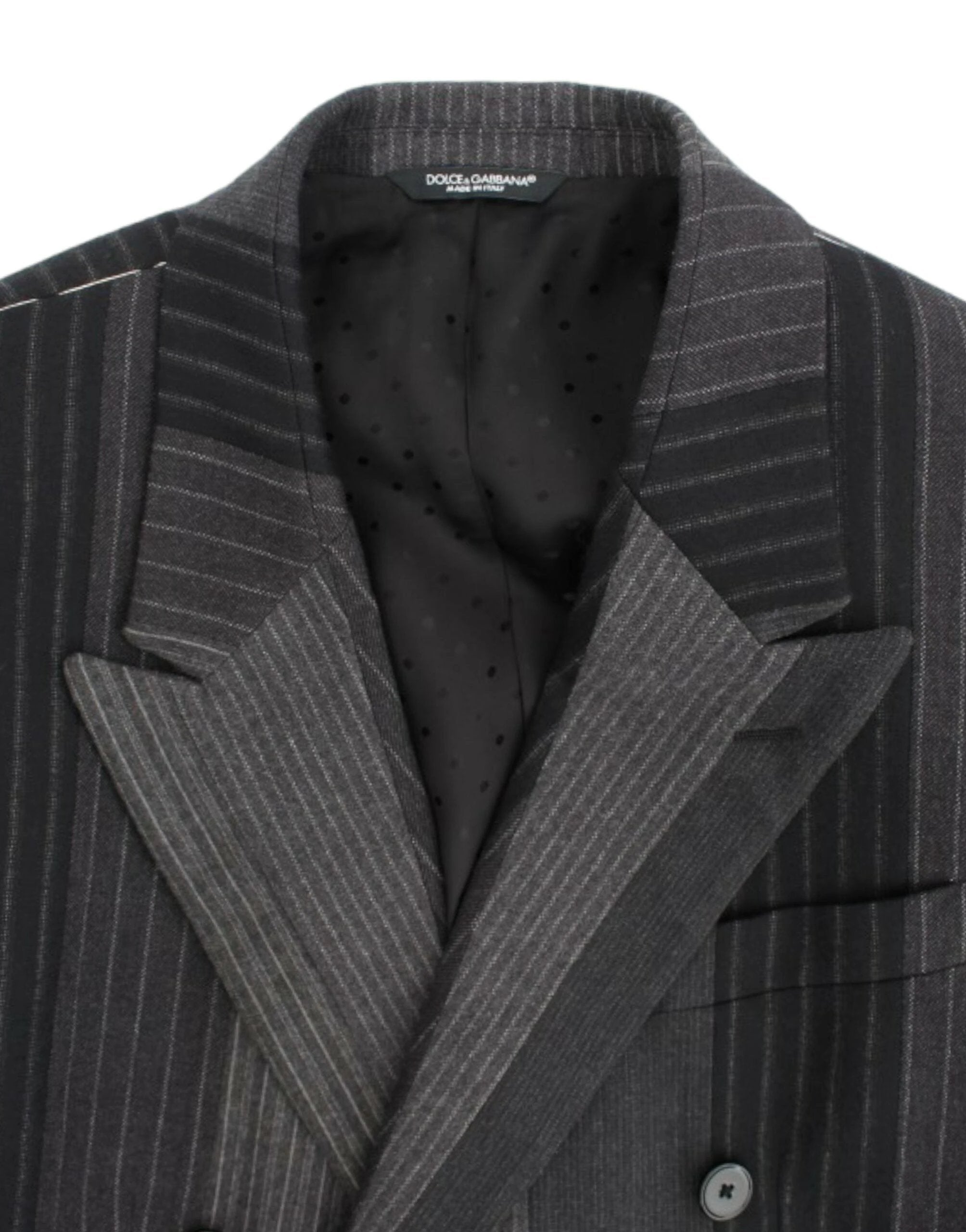 Dolce & Gabbana Gray striped wool stretch blazer by Dolce & Gabbana