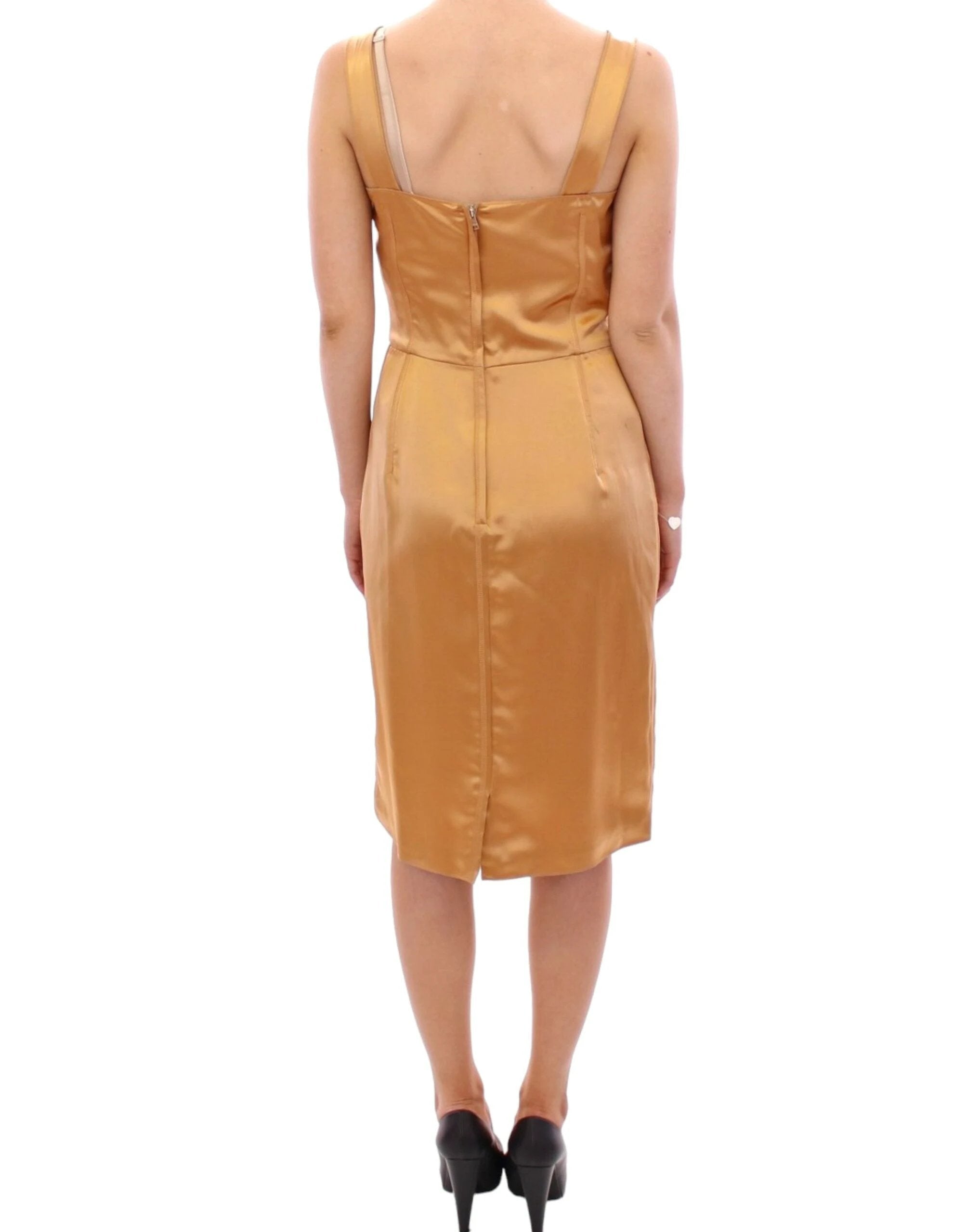 Dolce & Gabbana Bronze silk sheath dress by Dolce & Gabbana