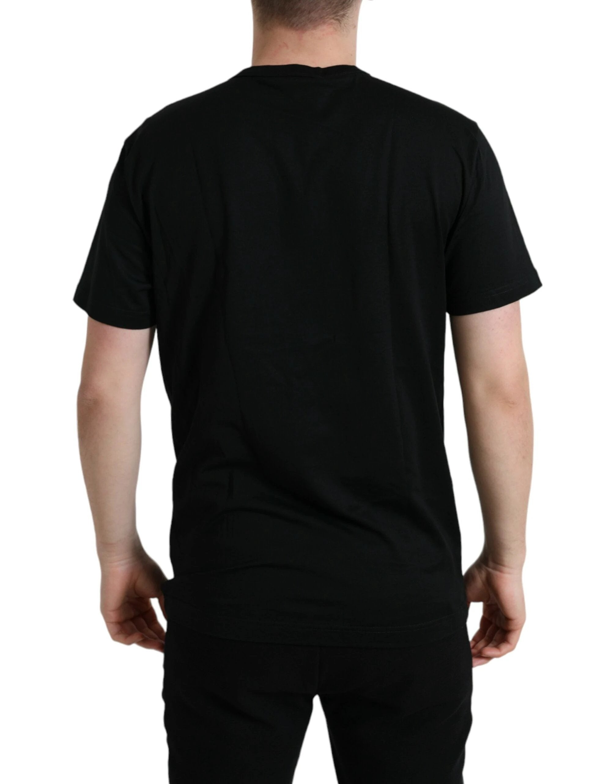 Dolce & Gabbana Black Cotton Dog Tag Round Neck T-shirt by Dolce & Gabbana