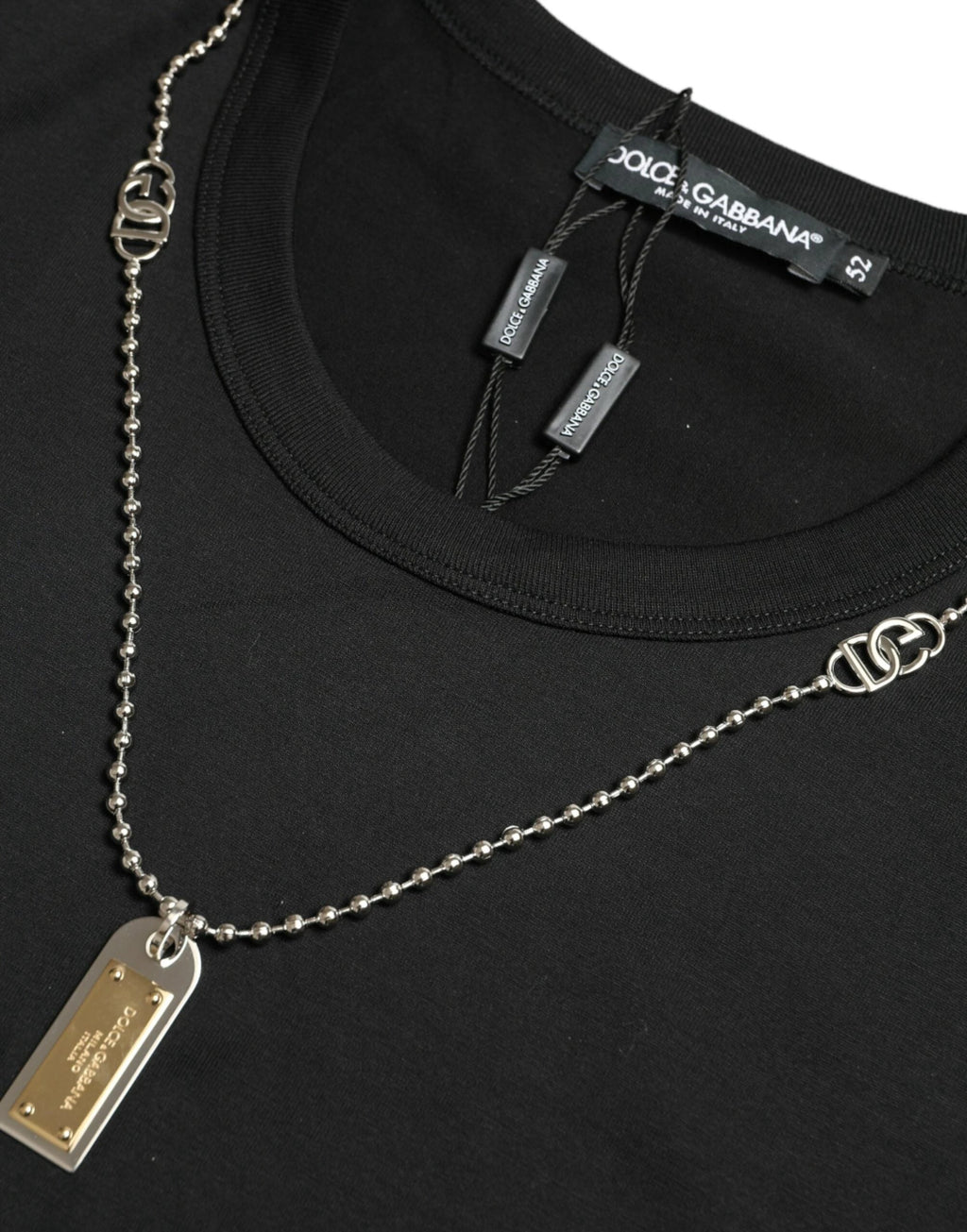 Dolce & Gabbana Black Cotton Dog Tag Round Neck T-shirt by Dolce & Gabbana