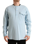 Dolce & Gabbana Light Blue Cotton Buttoned Pullover Sweater by Dolce & Gabbana
