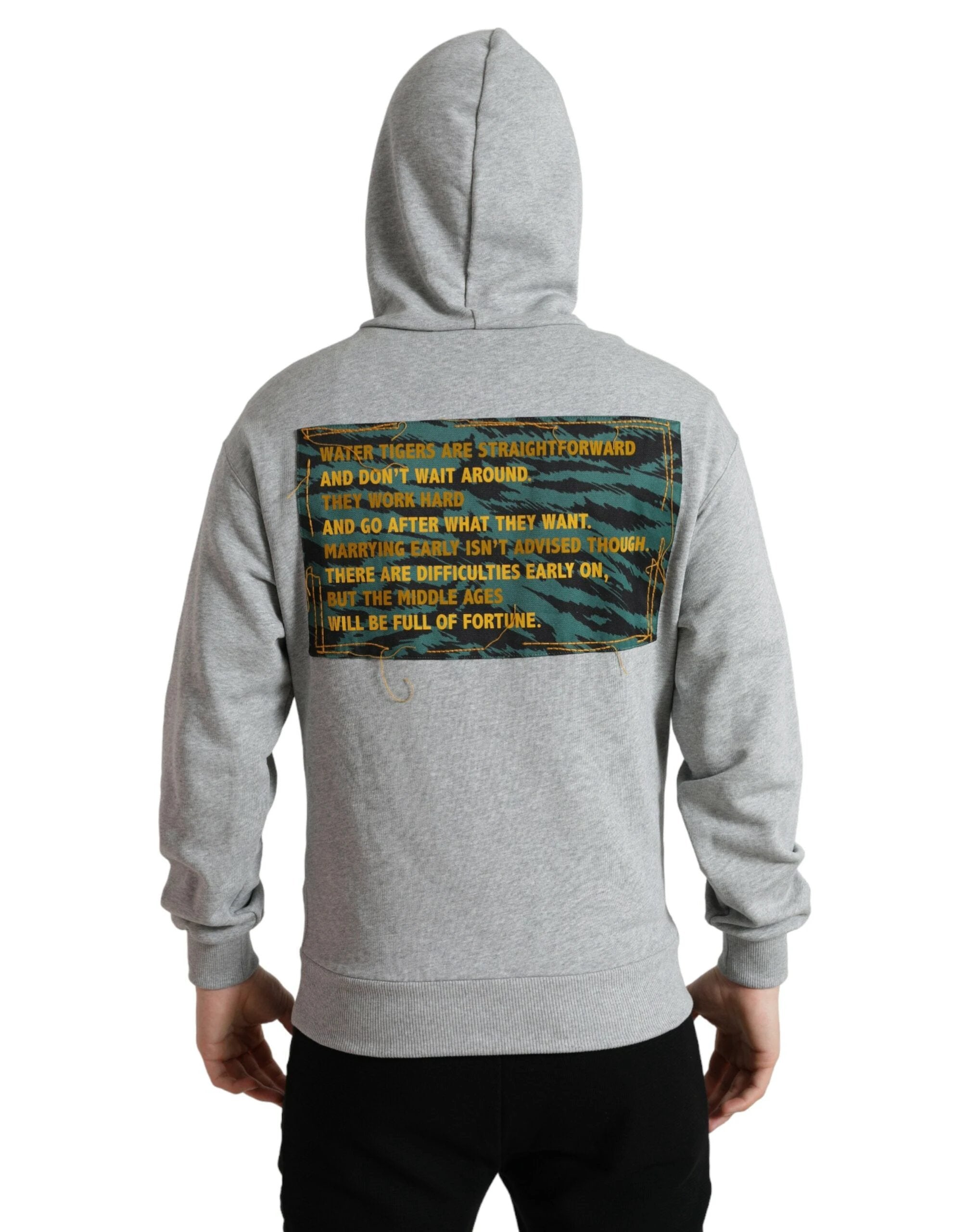 Dolce & Gabbana Gray Cotton Logo Hooded Sweatshirt Sweater by Dolce & Gabbana