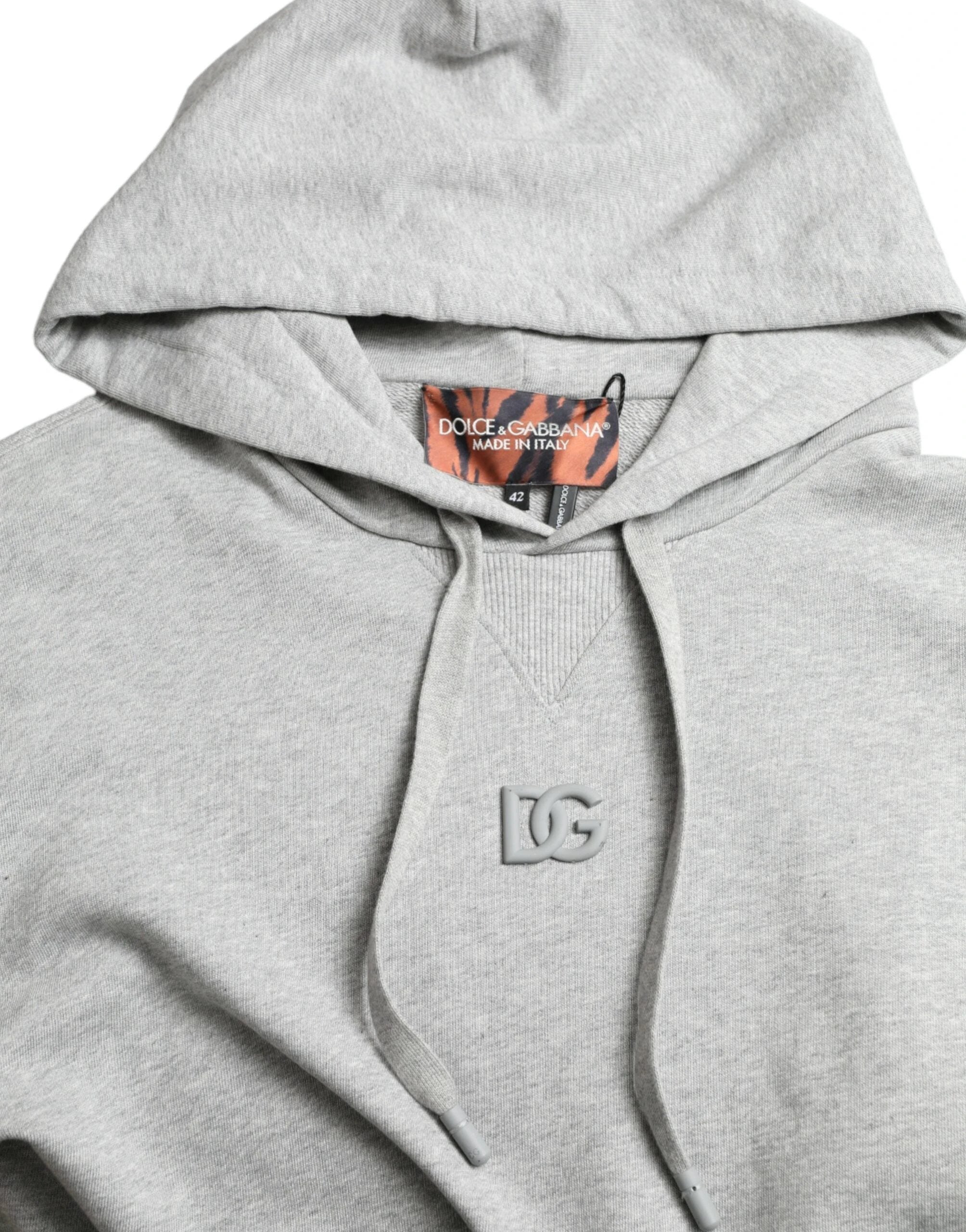 Dolce & Gabbana Gray Cotton Logo Hooded Sweatshirt Sweater by Dolce & Gabbana