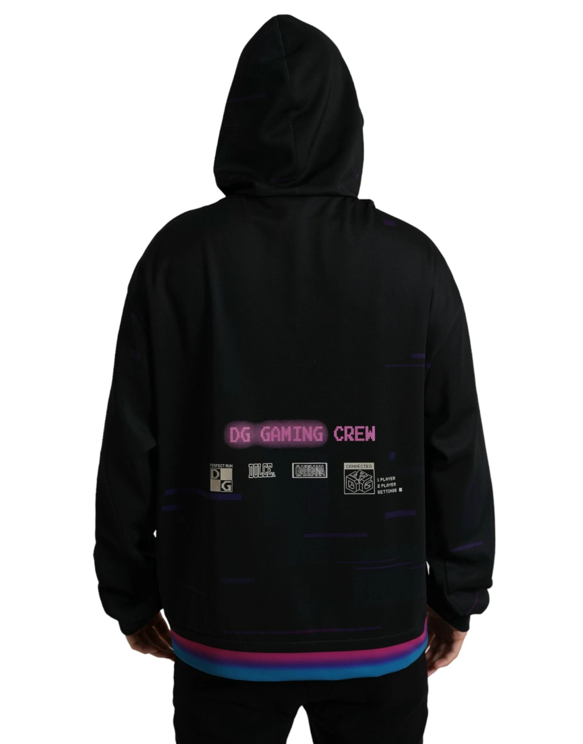 Dolce & Gabbana Black Logo Print Hooded Sweatshirt Sweater by Dolce & Gabbana