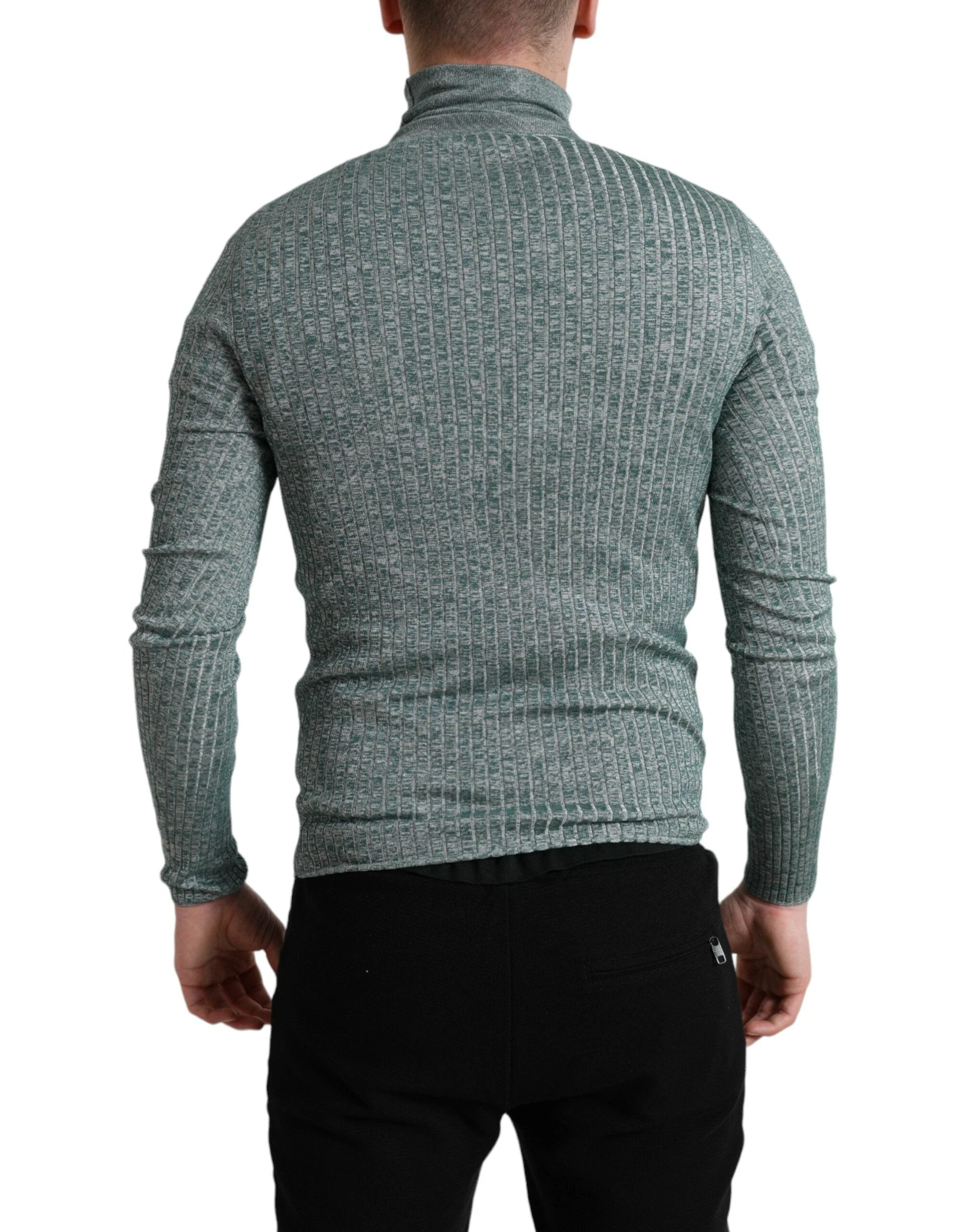 Dolce & Gabbana Green Polyester Turtleneck Pullover Sweater by Dolce & Gabbana